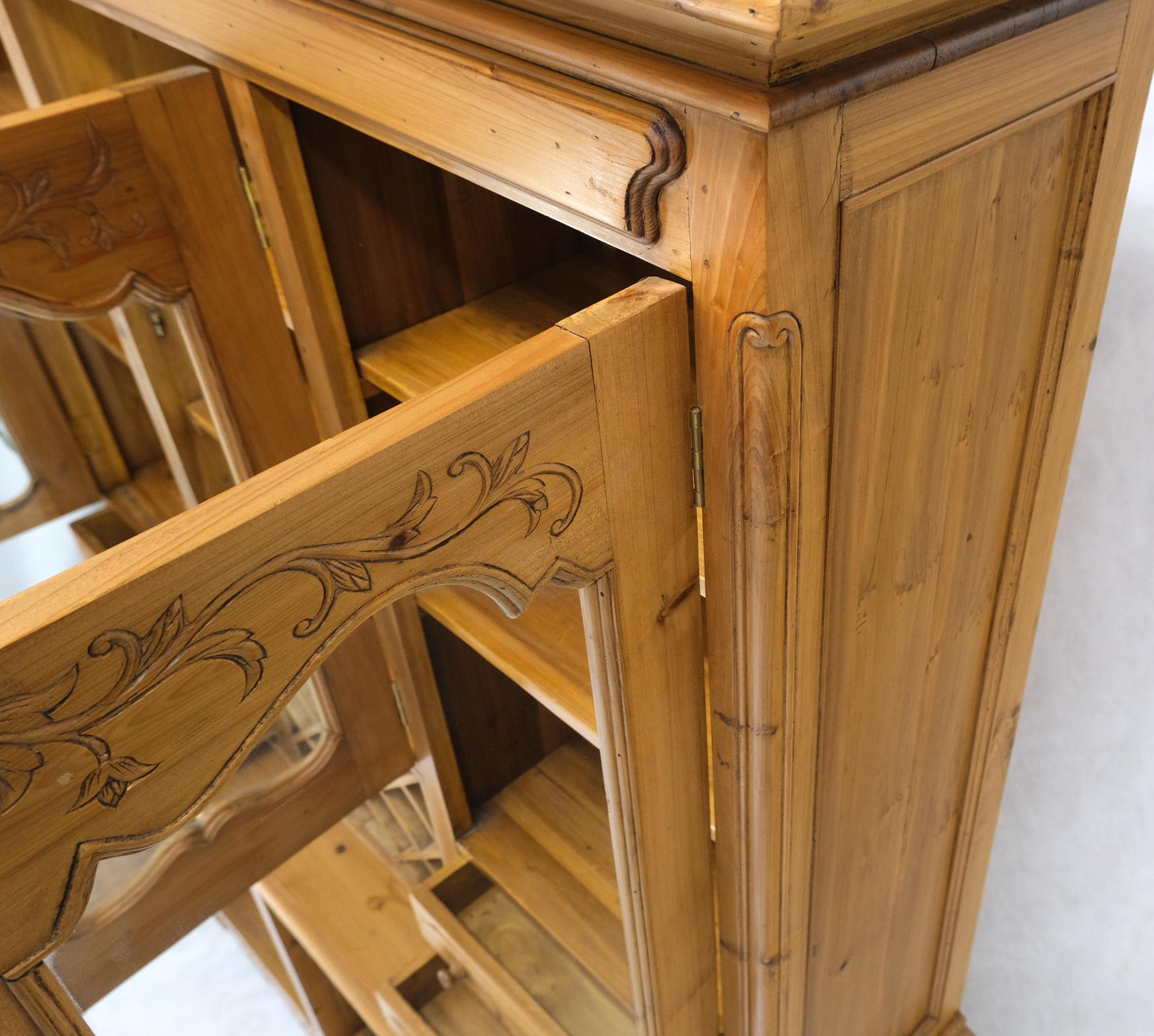 EstablishedLines Country French Vintage Wine Rack Two-Piece Pine Step-Back Hutch