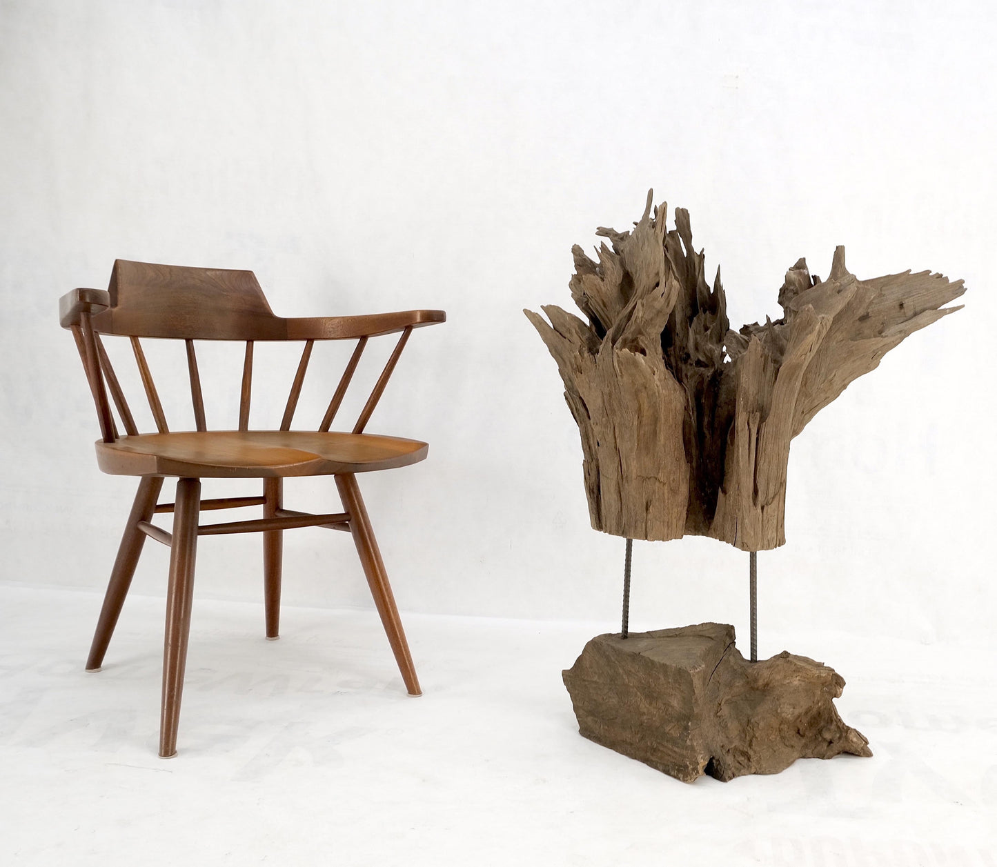 EstablishedLines Large Mid-Century Modern Abstract Driftwood Floating Suspended Sculpture