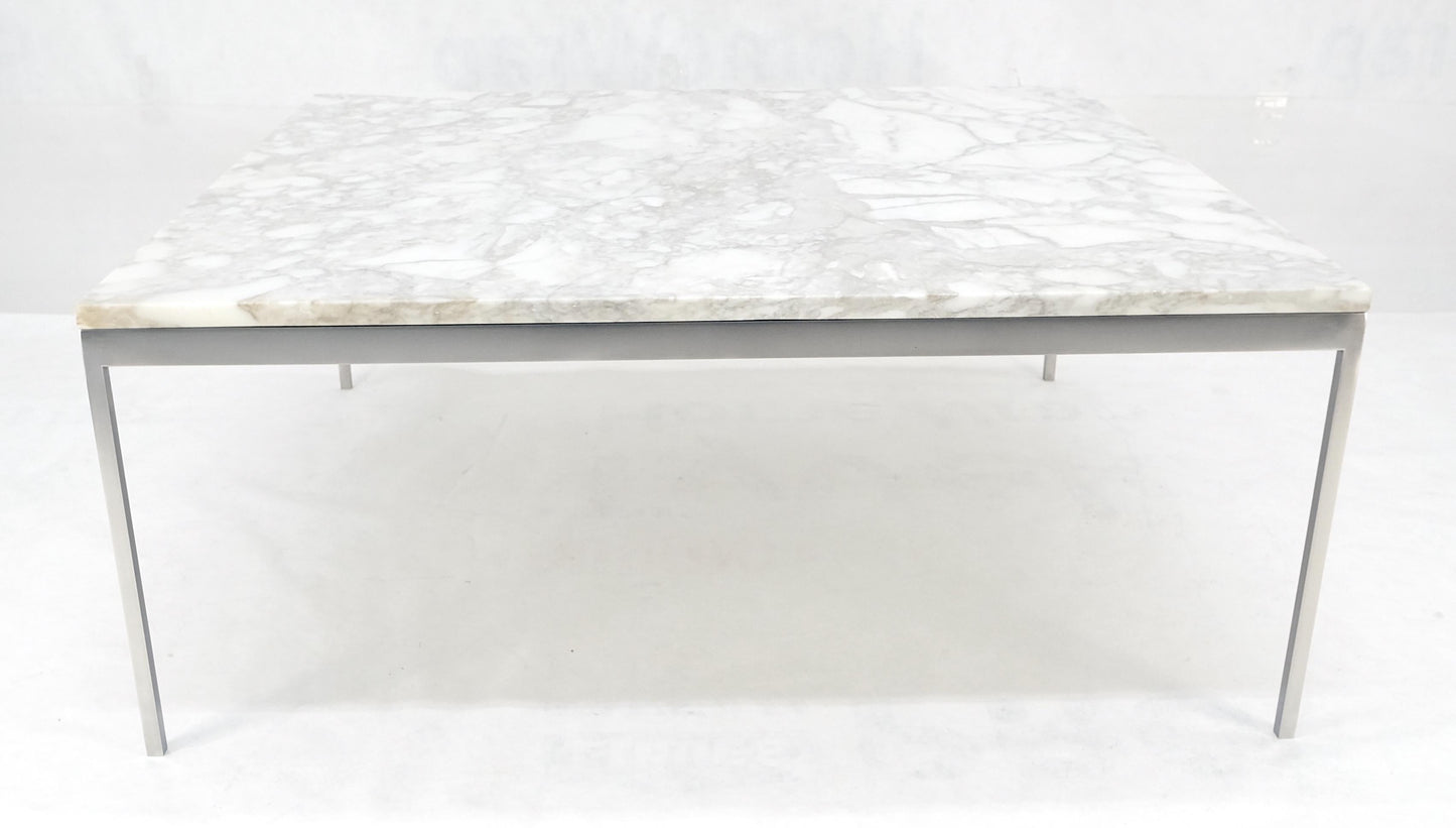 EstablishedLines Solid Stainless Steel Marble Top 42x42 Square Mid Century Modern Coffee Table