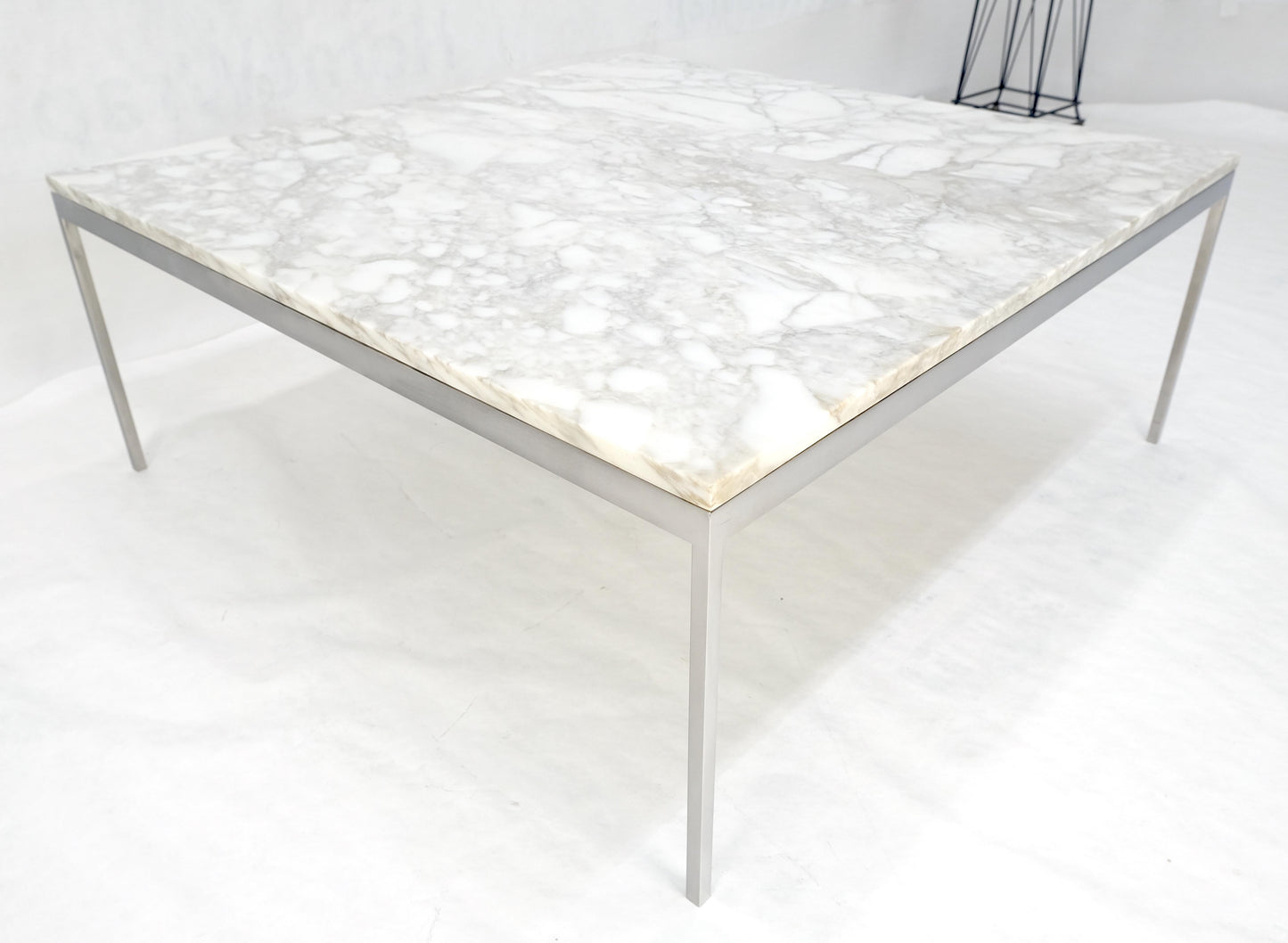EstablishedLines Solid Stainless Steel Marble Top 42x42 Square Mid Century Modern Coffee Table