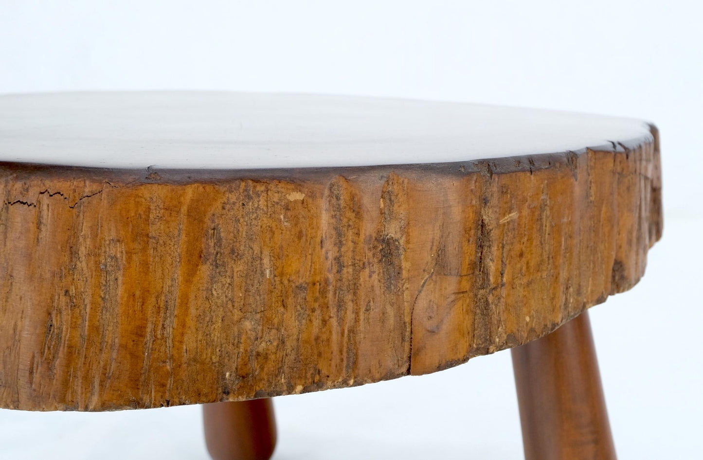 EstablishedLines Baseball Bat Legs Heavy Stomp Live Edge Top Side End Coffee Occasional Table