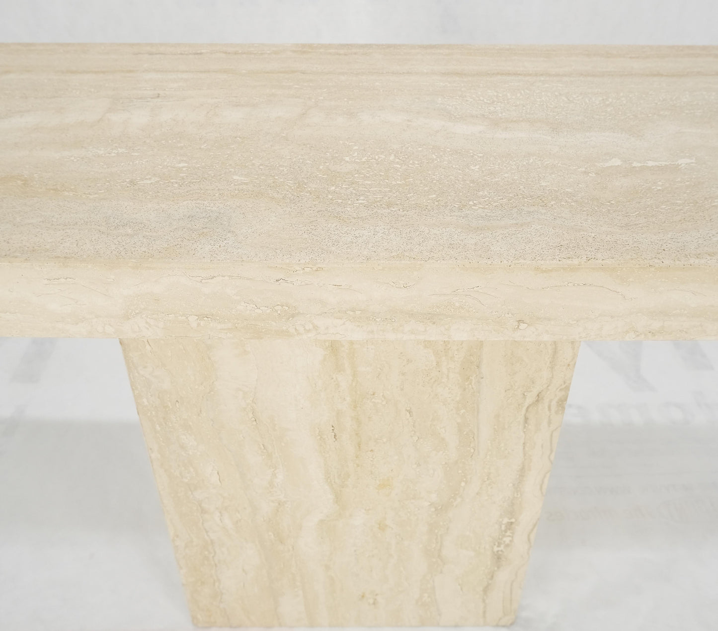 EstablishedLines Made in Italy Single Pedestal Base Travertine 6 Foot Console Sofa Table MINT!