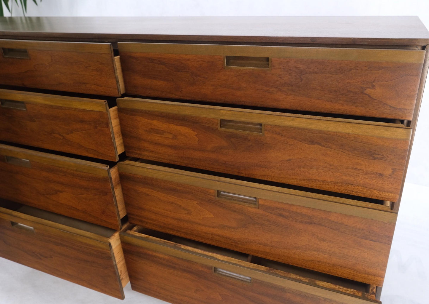 EstablishedLines Mid Century Danish Modern Walnut 11 Drawers Dresser Credenza 2 Doors Compartment
