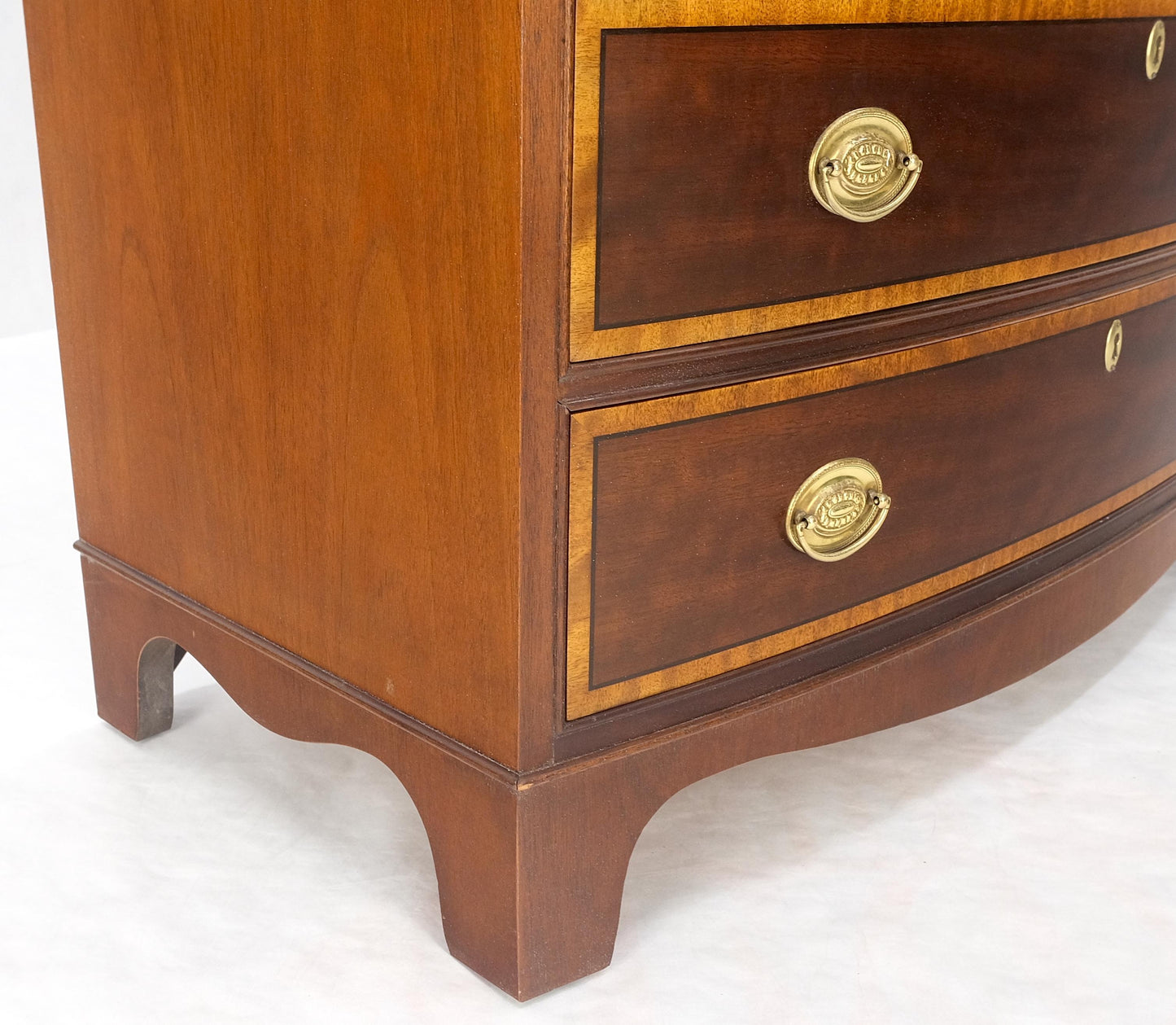 EstablishedLines BAKER Bow Front Banded Top & 4 Drawers Pull Out Desk Bachelor Chest Dresser MINT