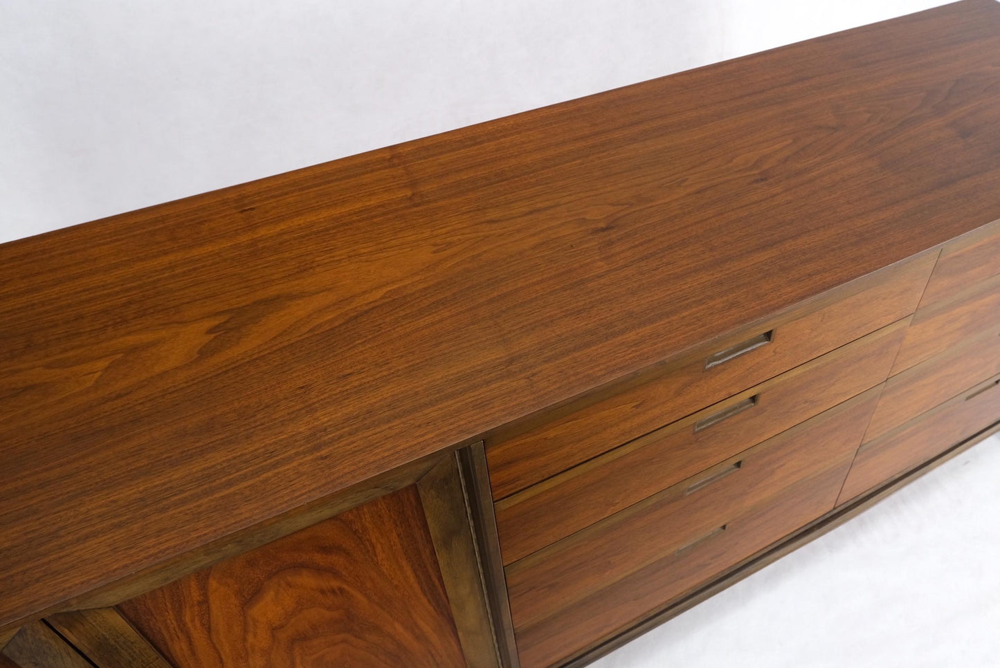 EstablishedLines Mid Century Danish Modern Walnut 11 Drawers Dresser Credenza 2 Doors Compartment