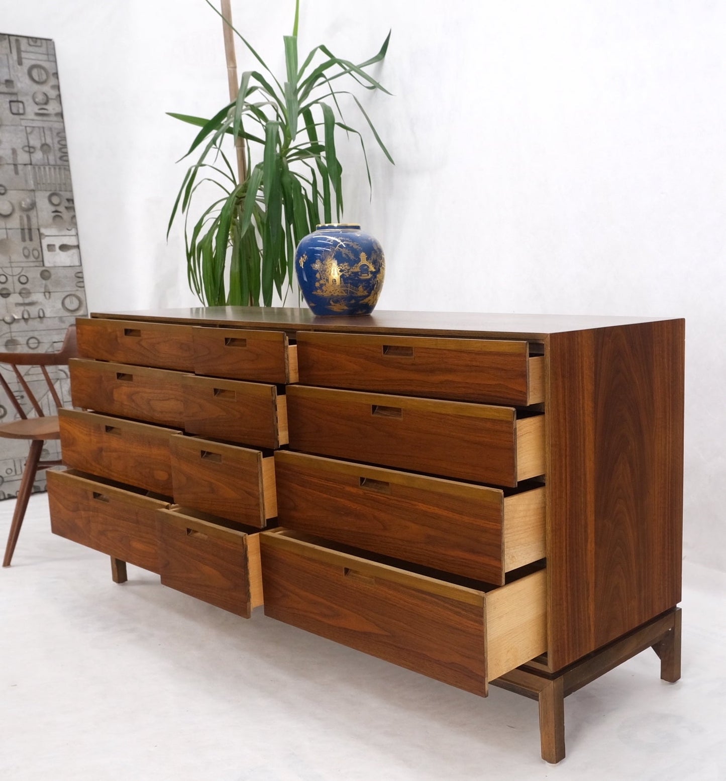 EstablishedLines Danish Mid-Century Modern Walnut 12 Drawers Long Credenza Dresser MINT!
