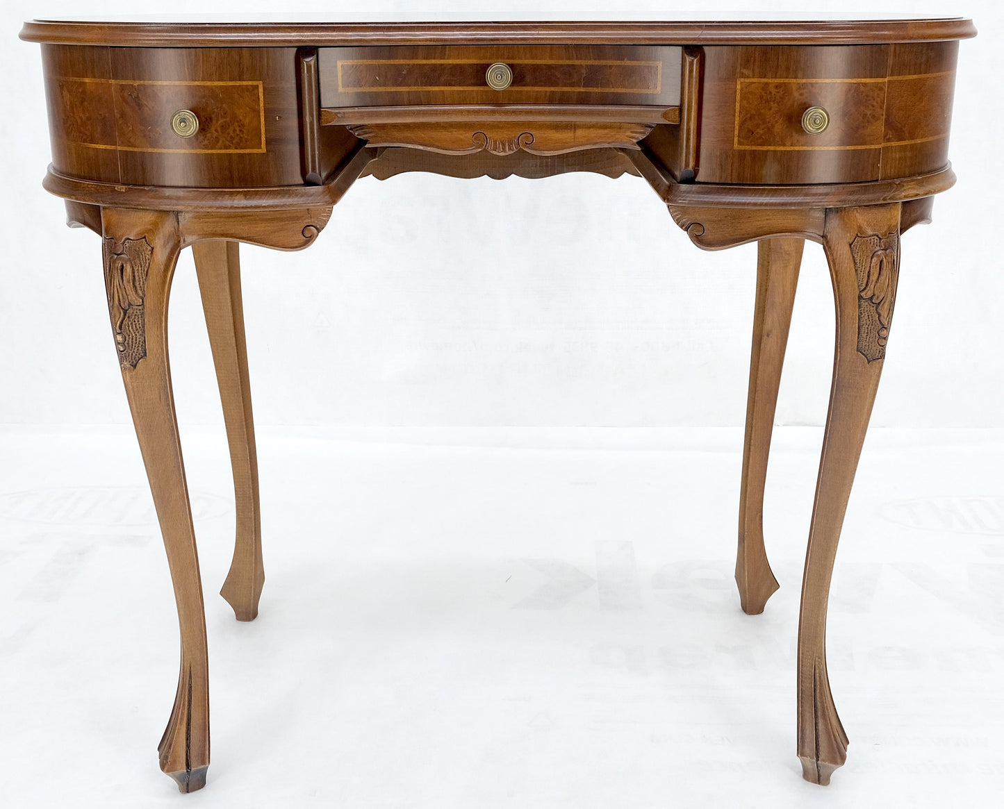 Low Profile Kidney Shape Burl Wood Compact Desk Writing Table Vanity MINT Italy