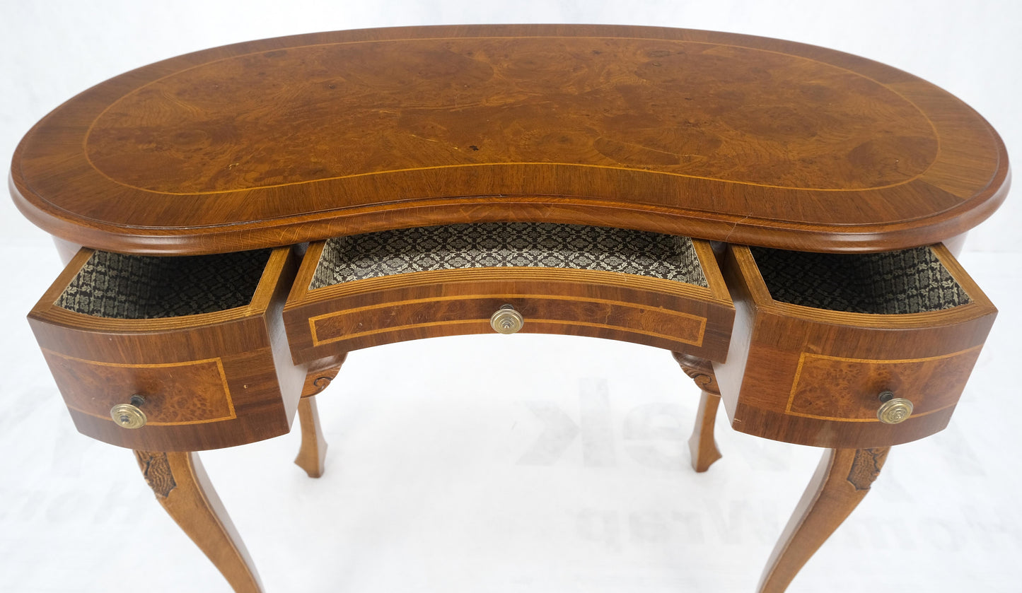 Low Profile Kidney Shape Burl Wood Compact Desk Writing Table Vanity MINT Italy