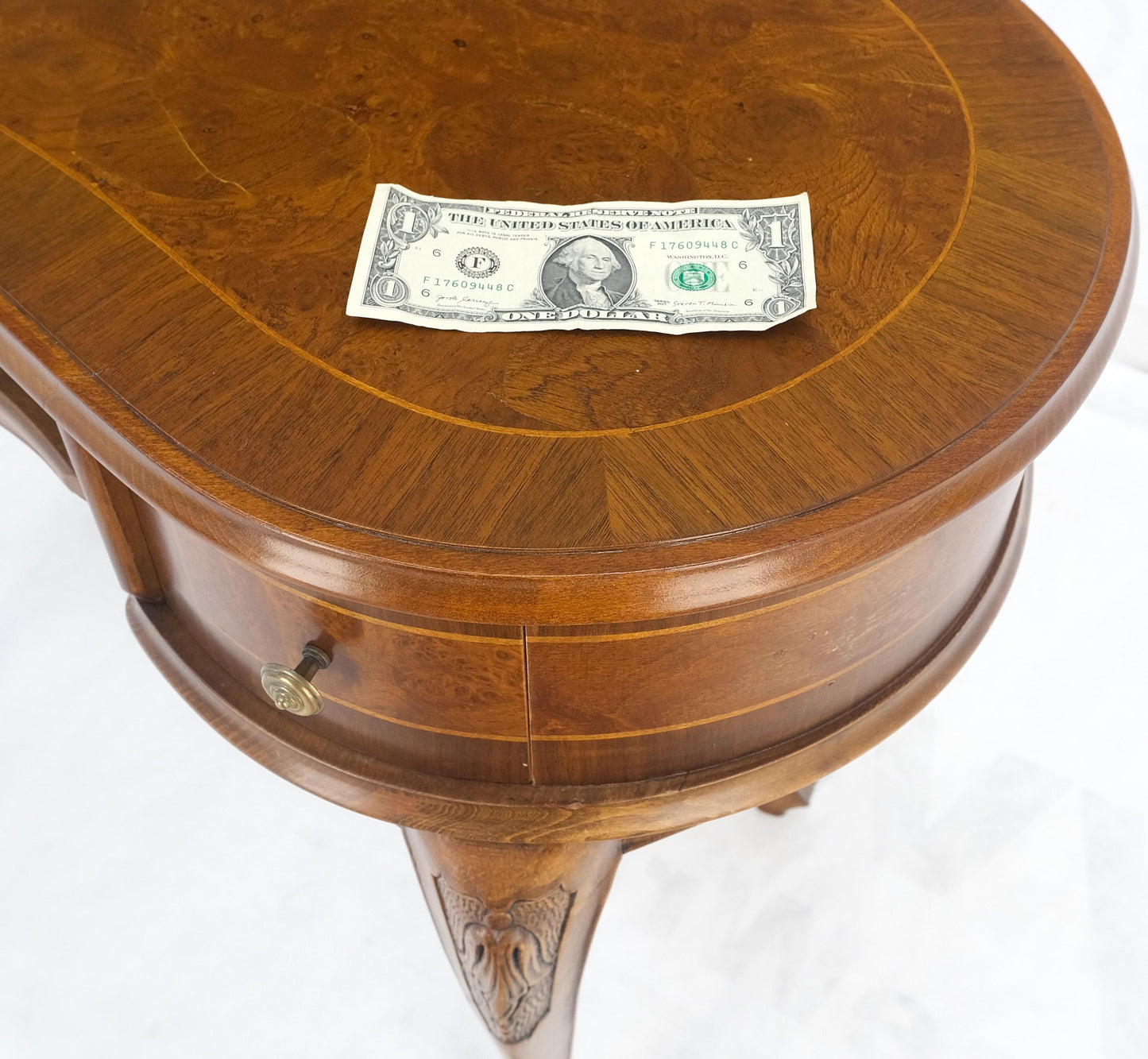 Low Profile Kidney Shape Burl Wood Compact Desk Writing Table Vanity MINT Italy
