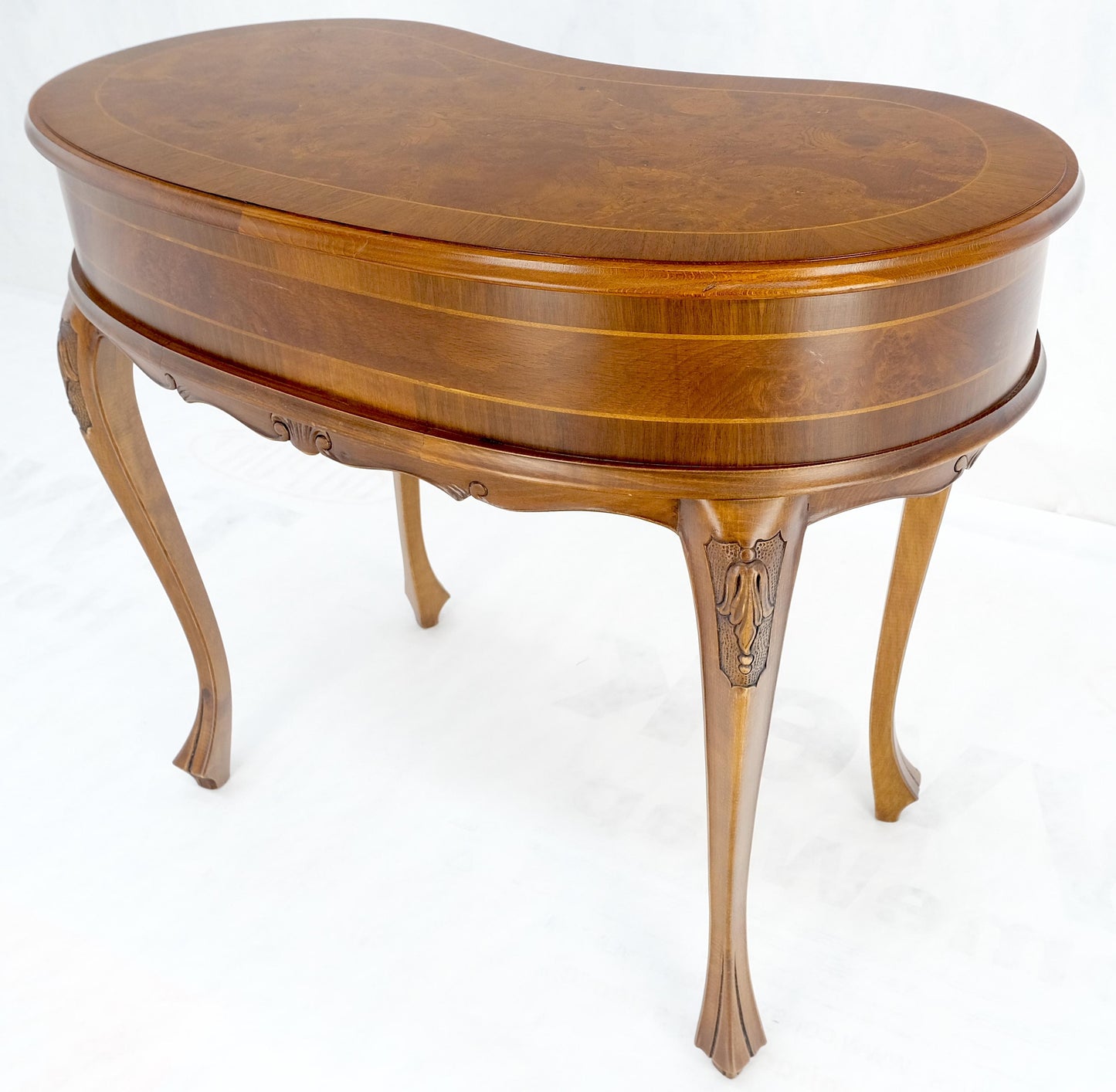 Low Profile Kidney Shape Burl Wood Compact Desk Writing Table Vanity MINT Italy