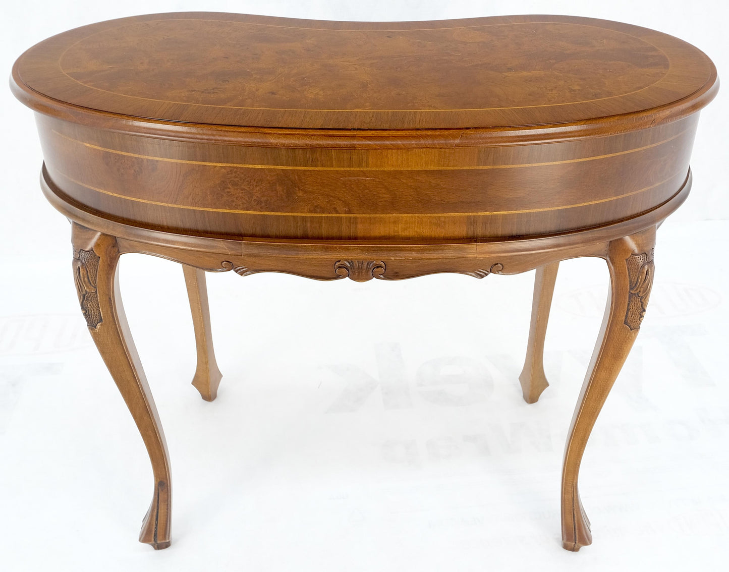 Low Profile Kidney Shape Burl Wood Compact Desk Writing Table Vanity MINT Italy
