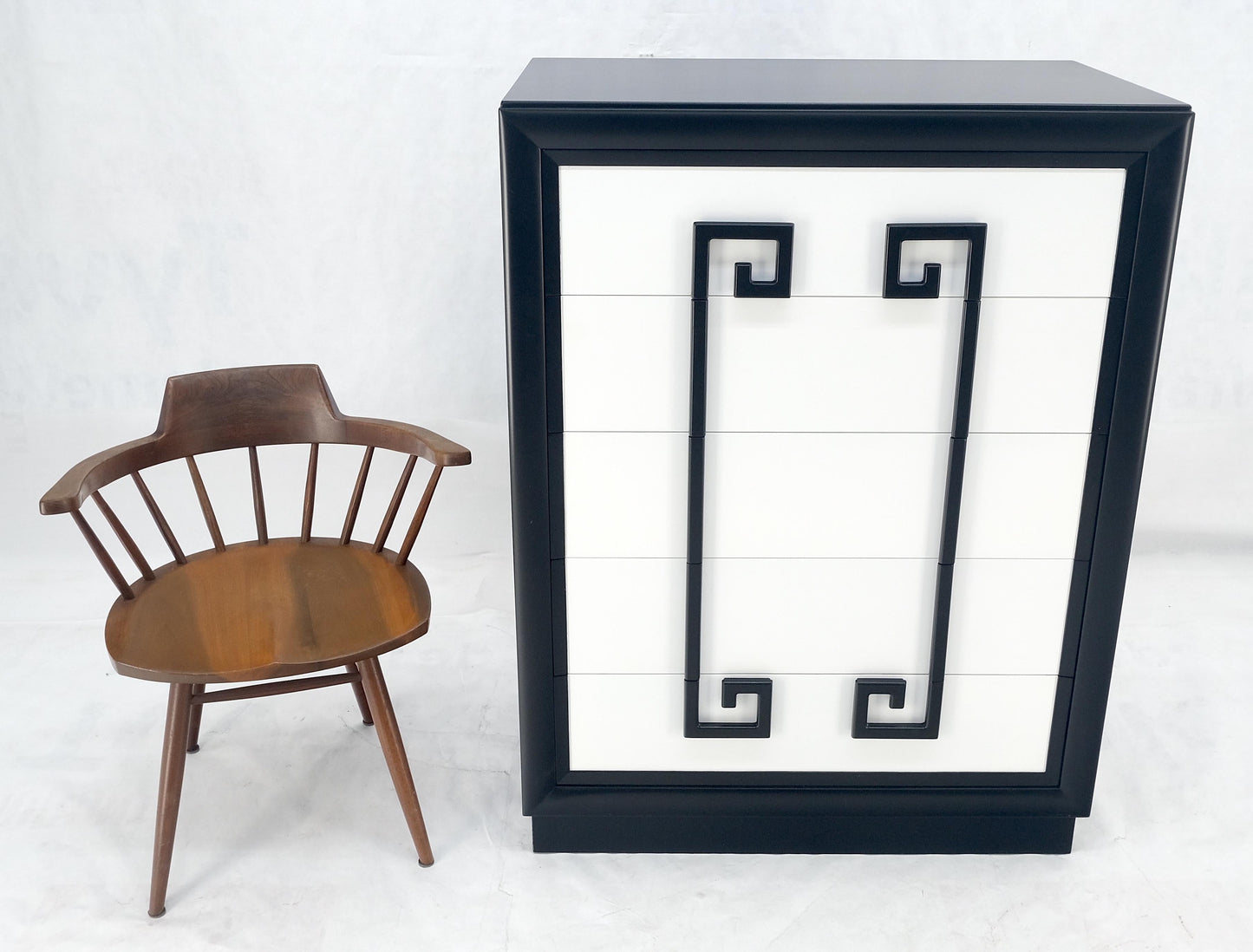 EstablishedLines Kittinger Black & White Lacquer Mandarin Chest of 5 Drawers Dresser MINT!