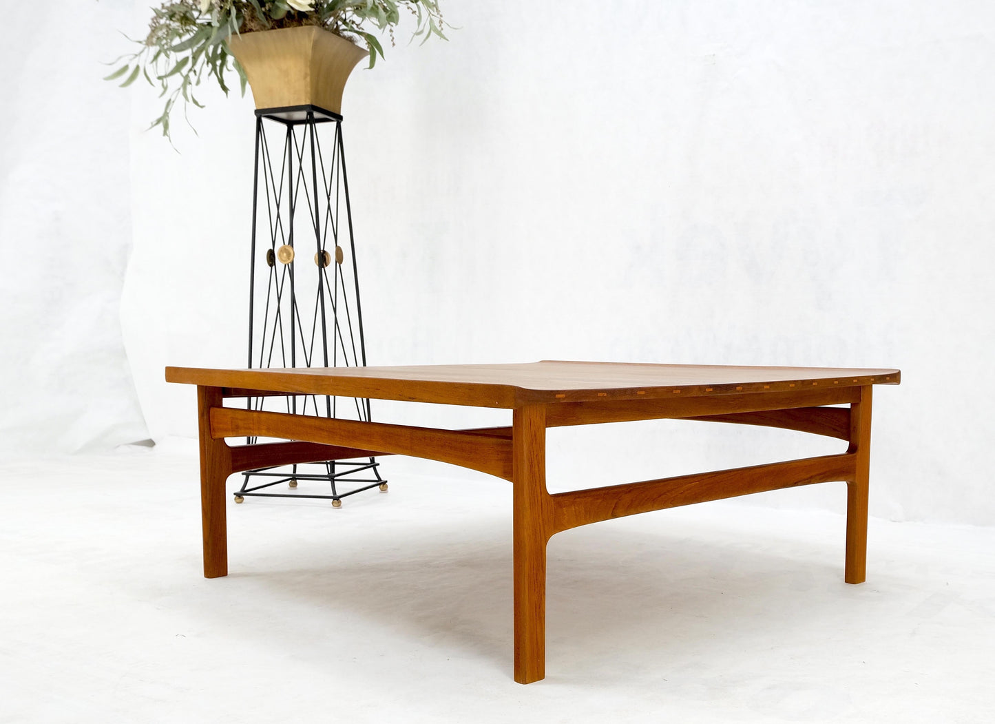 EstablishedLines Rolled Edge Solid Teak Top Square Danish Mid-Century Modern Coffee Table Mint!