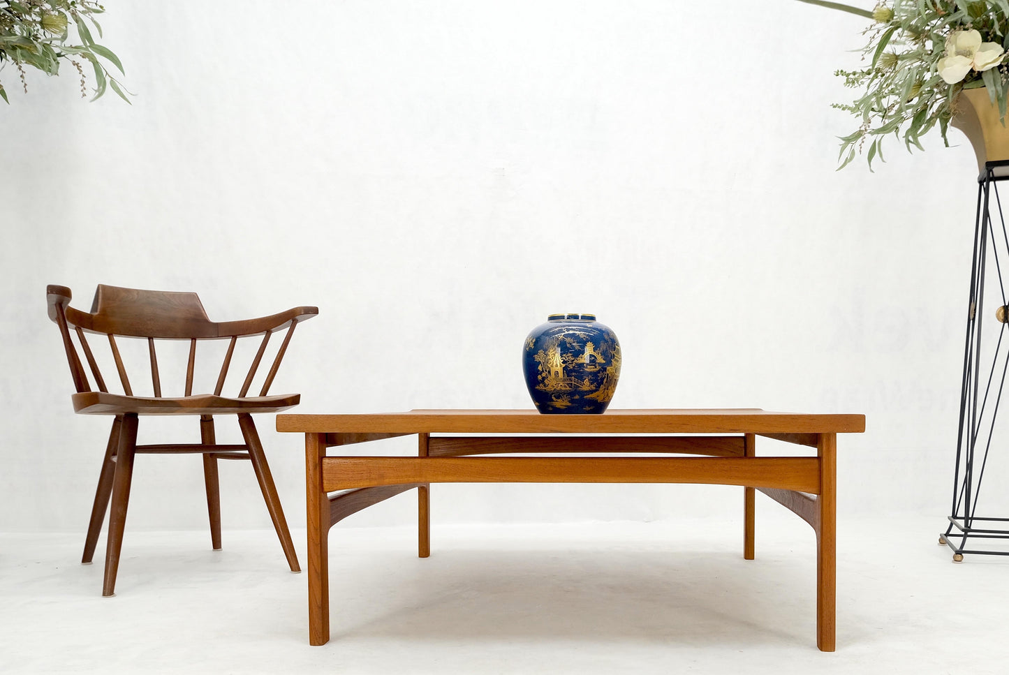 EstablishedLines Rolled Edge Solid Teak Top Square Danish Mid-Century Modern Coffee Table Mint!