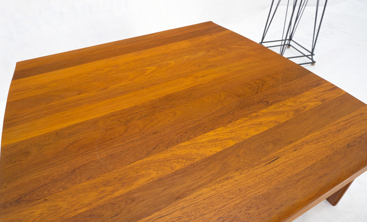 EstablishedLines Rolled Edge Solid Teak Top Square Danish Mid-Century Modern Coffee Table Mint!
