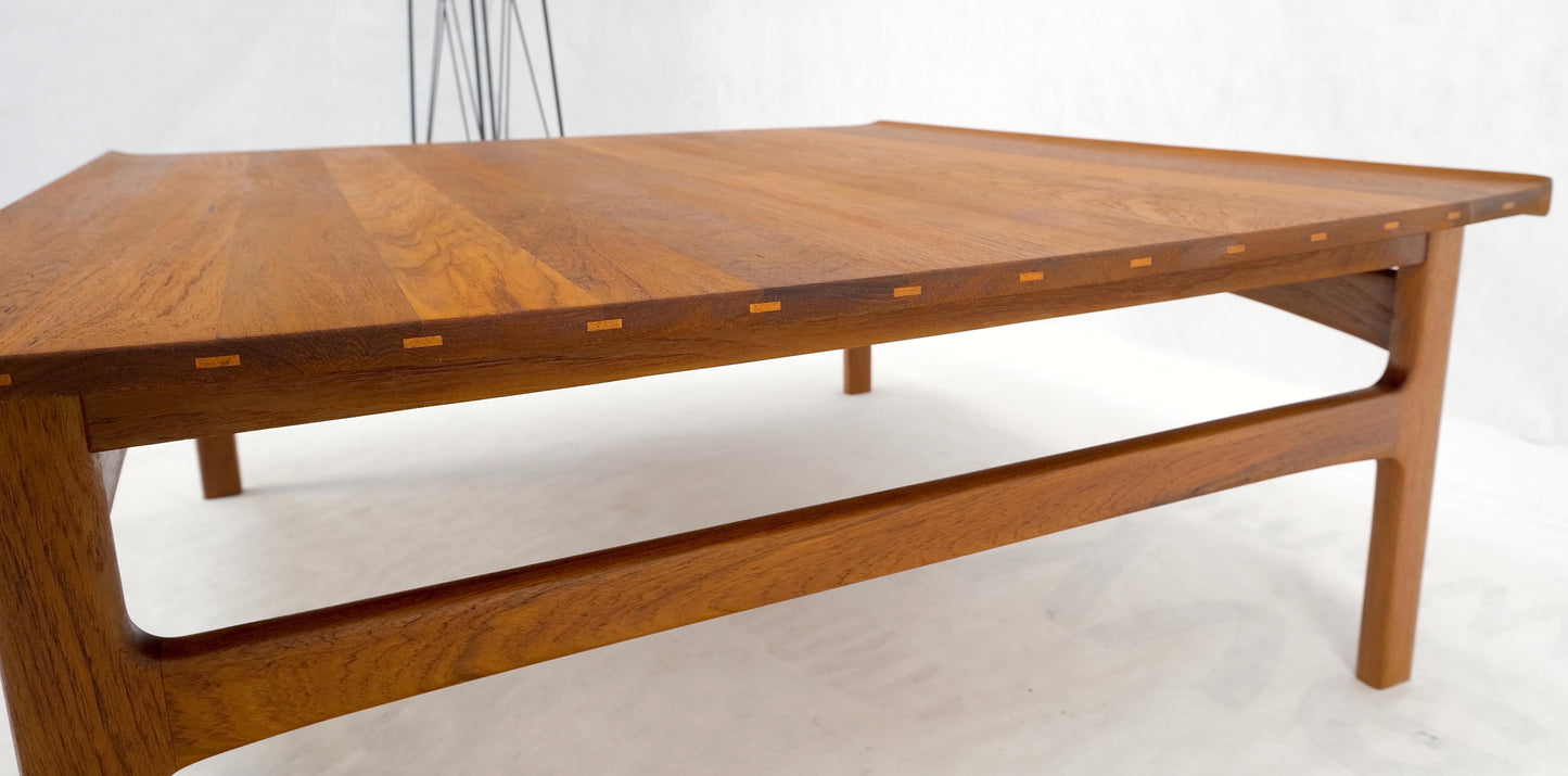 EstablishedLines Rolled Edge Solid Teak Top Square Danish Mid-Century Modern Coffee Table Mint!