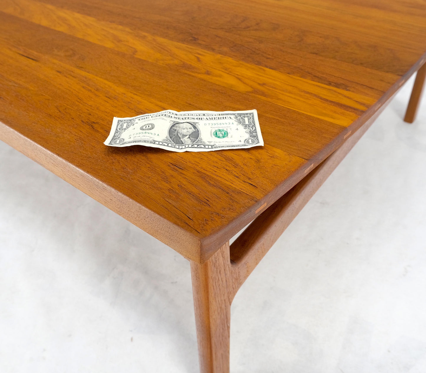 EstablishedLines Rolled Edge Solid Teak Top Square Danish Mid-Century Modern Coffee Table Mint!