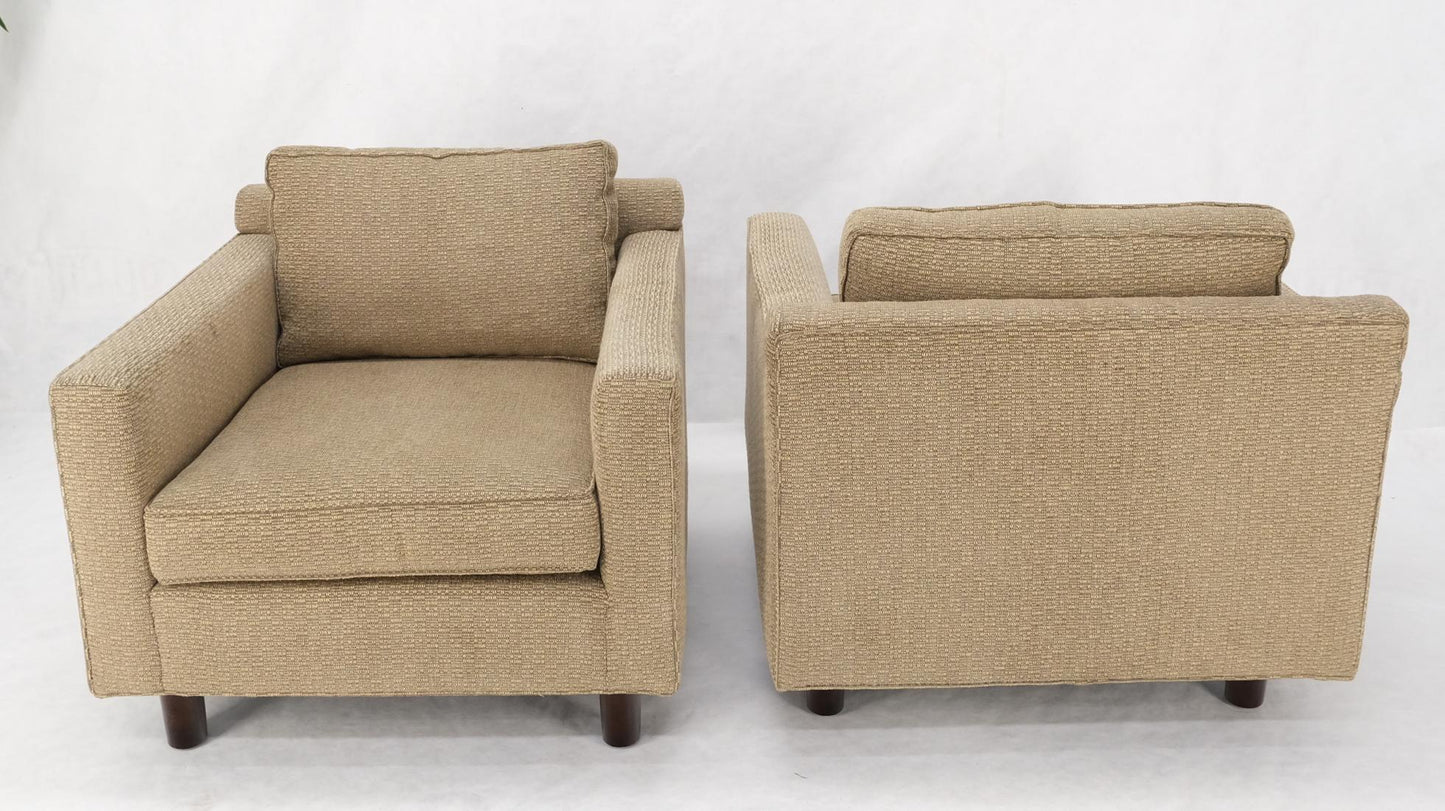 EstablishedLines Pair Deep Seat Oatmeal Fabric Upholstery Contemporary Lounge Chair on Dowel Legs