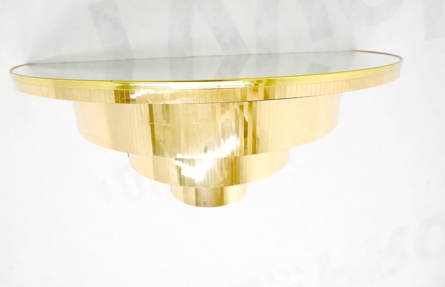EstablishedLines Mid-Century Modern 1970s Petit Demilune Shape Mirror Top Console Table Mint!