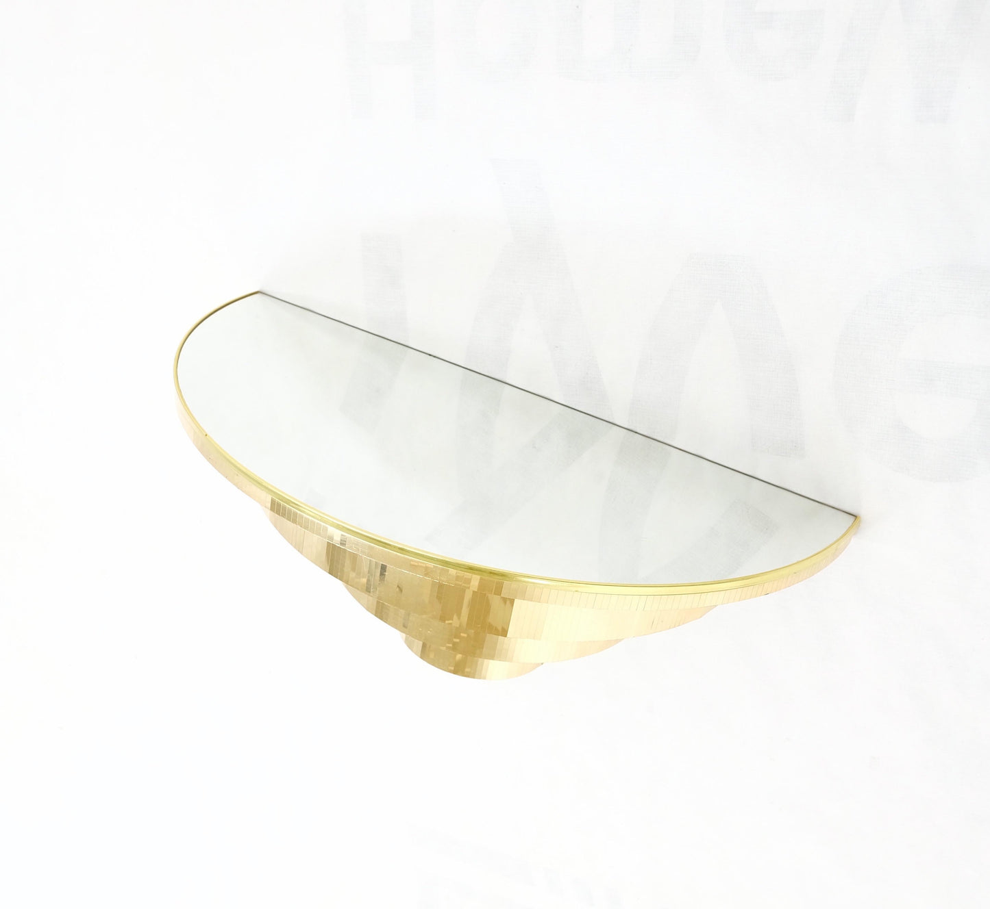 EstablishedLines Mid-Century Modern 1970s Petit Demilune Shape Mirror Top Console Table Mint!