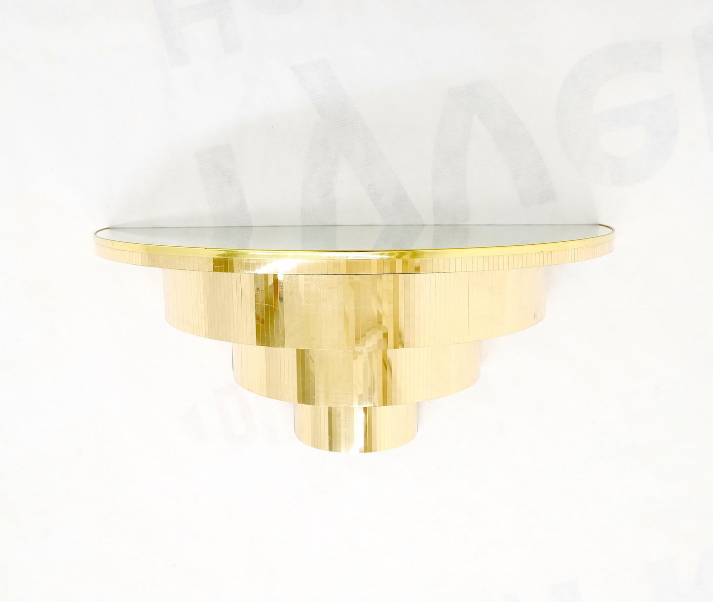 EstablishedLines Mid-Century Modern 1970s Petit Demilune Shape Mirror Top Console Table Mint!