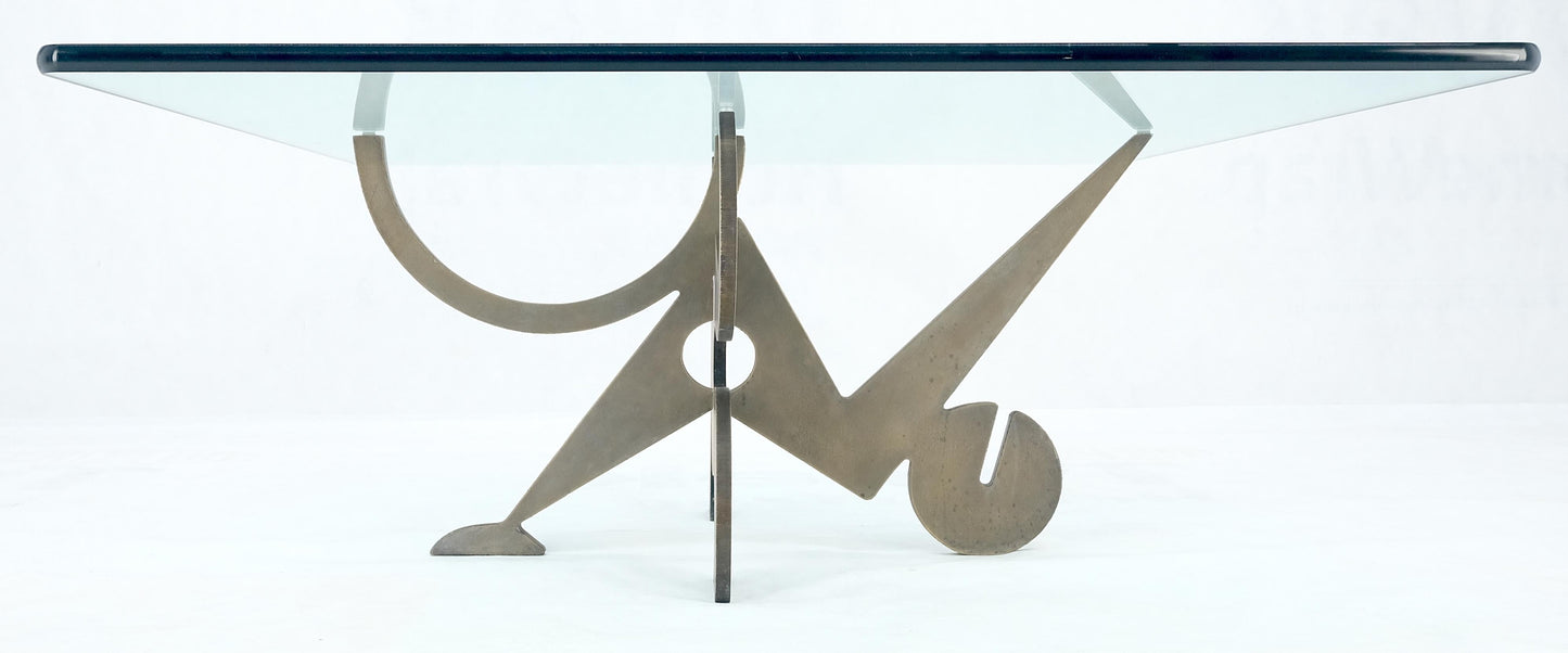 EstablishedLines Pucci de Rossi Signed Heavy Cut Bronze Sheet Figurines Base Square Coffee Table