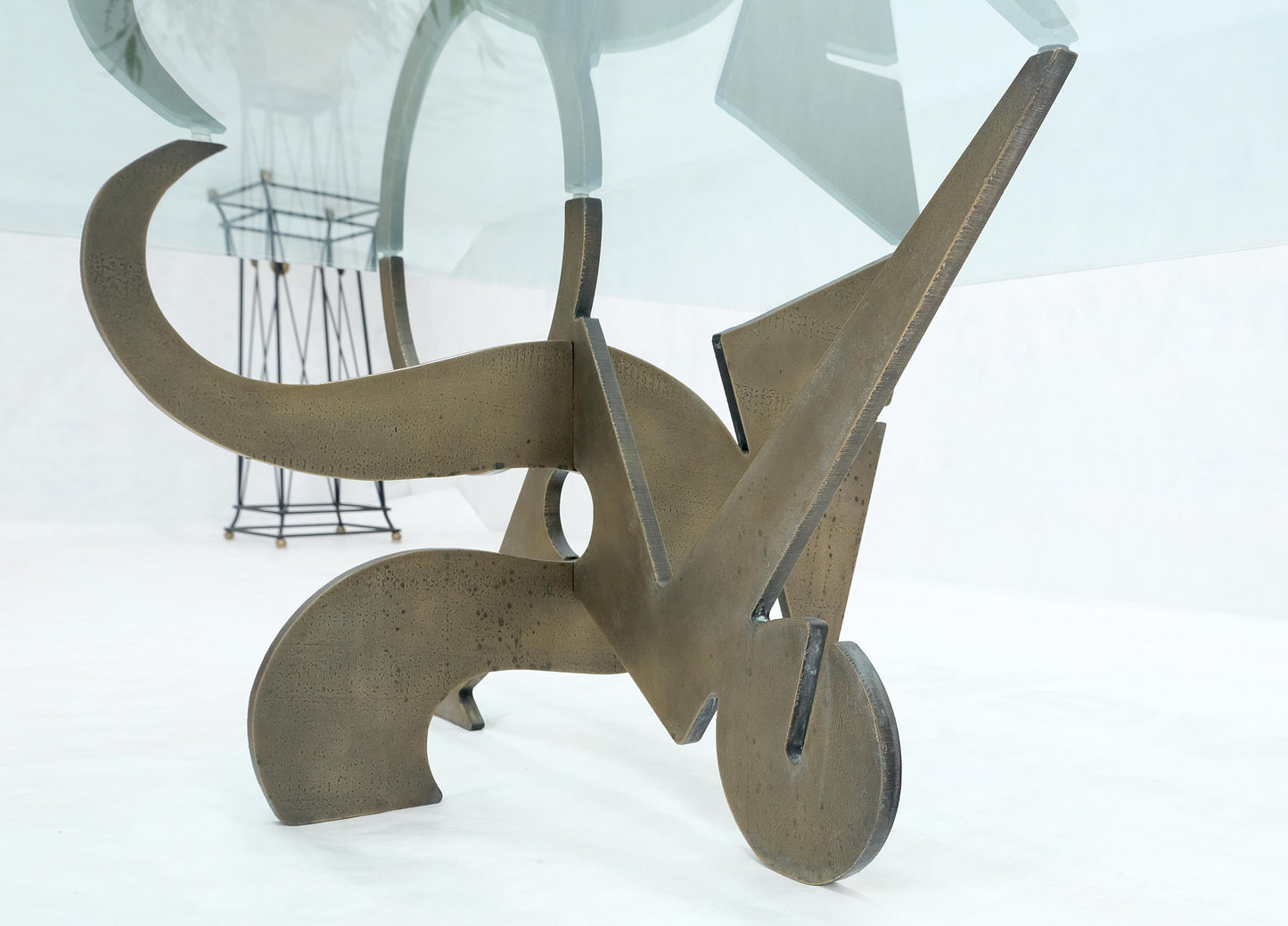 EstablishedLines Pucci de Rossi Signed Heavy Cut Bronze Sheet Figurines Base Square Coffee Table