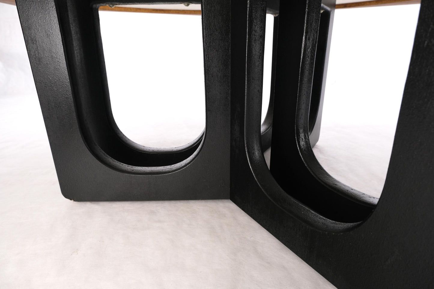 EstablishedLines Large Hexagon Walnut & Egyptian Motif Copper Minting Top Coffee Table Ebonized