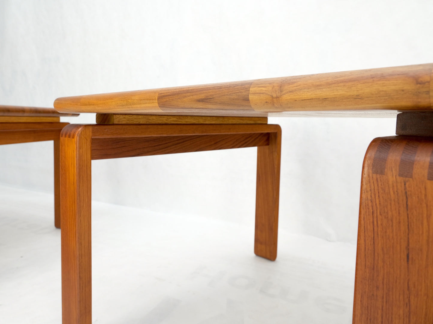 EstablishedLines Pair of Solid Teak Danish Mid-Century Modern Square Side End Coffee Tables Mint