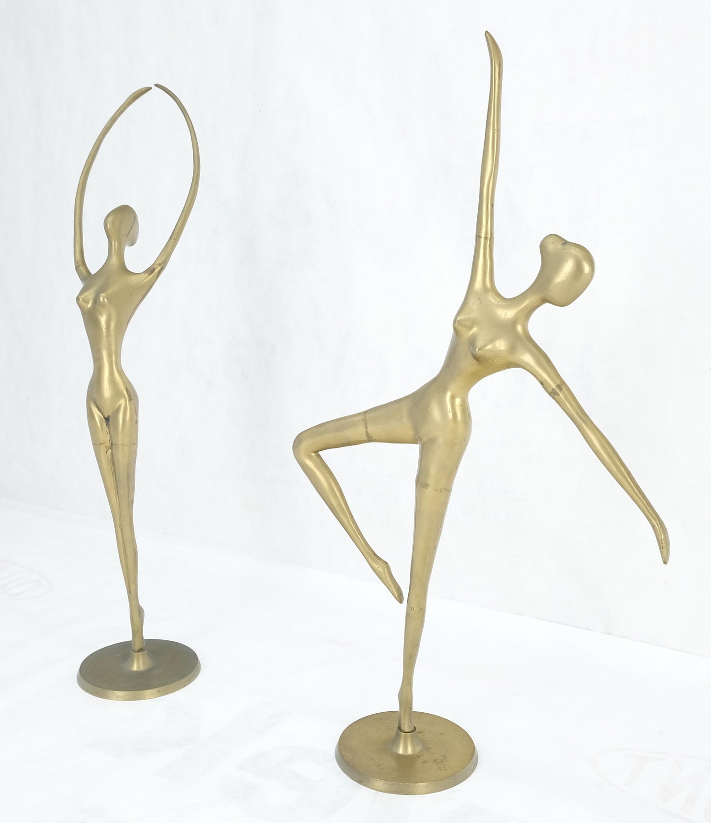 Pair of 3 Foot Tall Solid Brass Ballerina Dancers Sculptures Figurines Statue