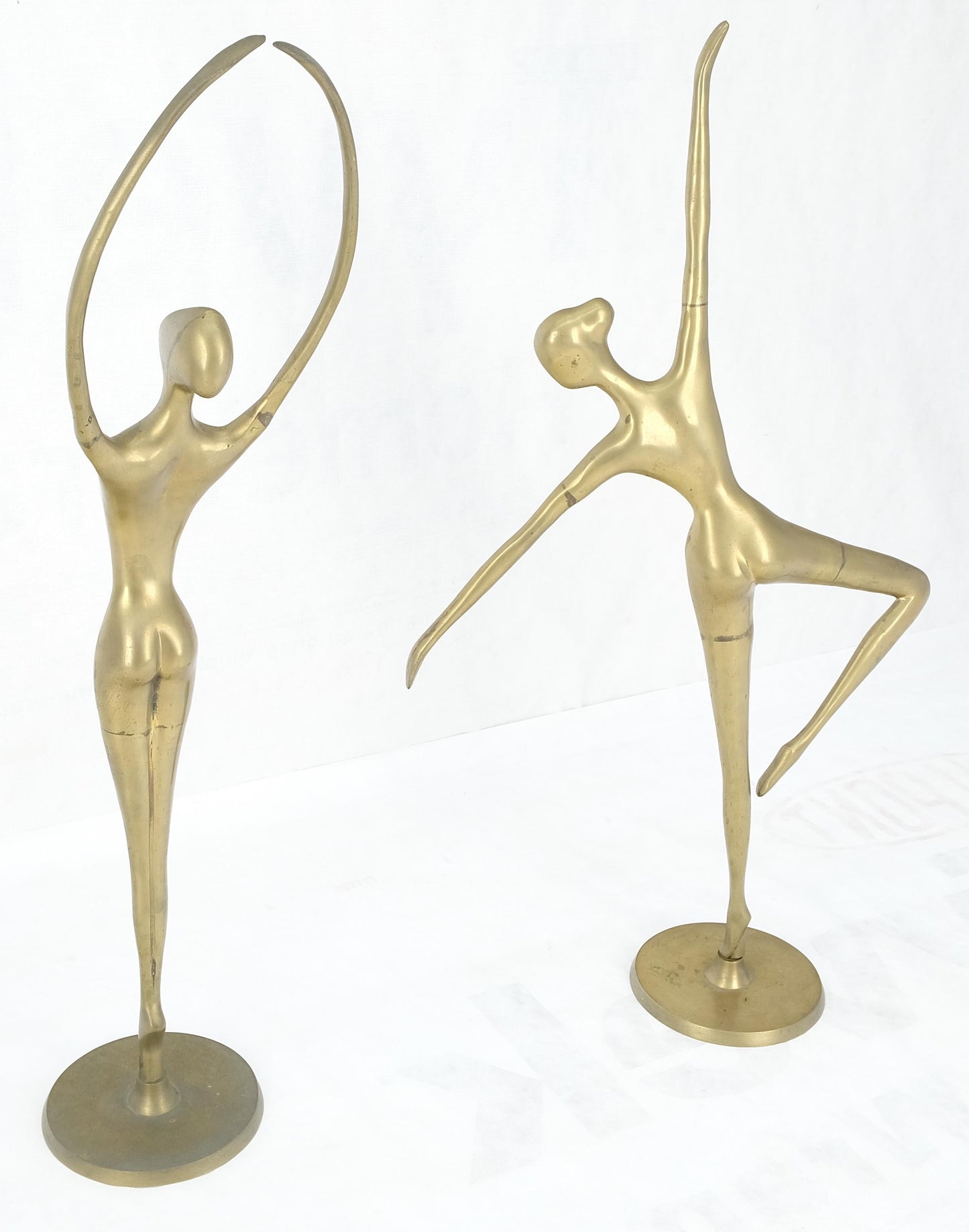 Pair of 3 Foot Tall Solid Brass Ballerina Dancers Sculptures Figurines Statue