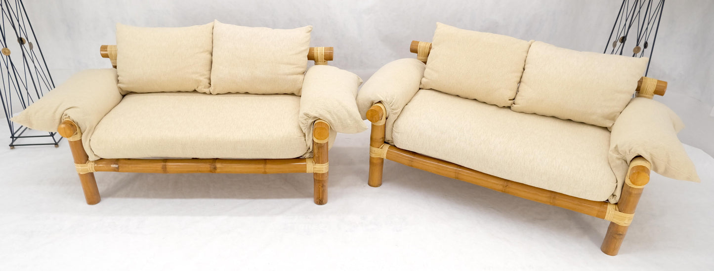 EstablishedLines Pair of c1970s Vintage Massive Thick Bamboo Bases Loveseats MINT