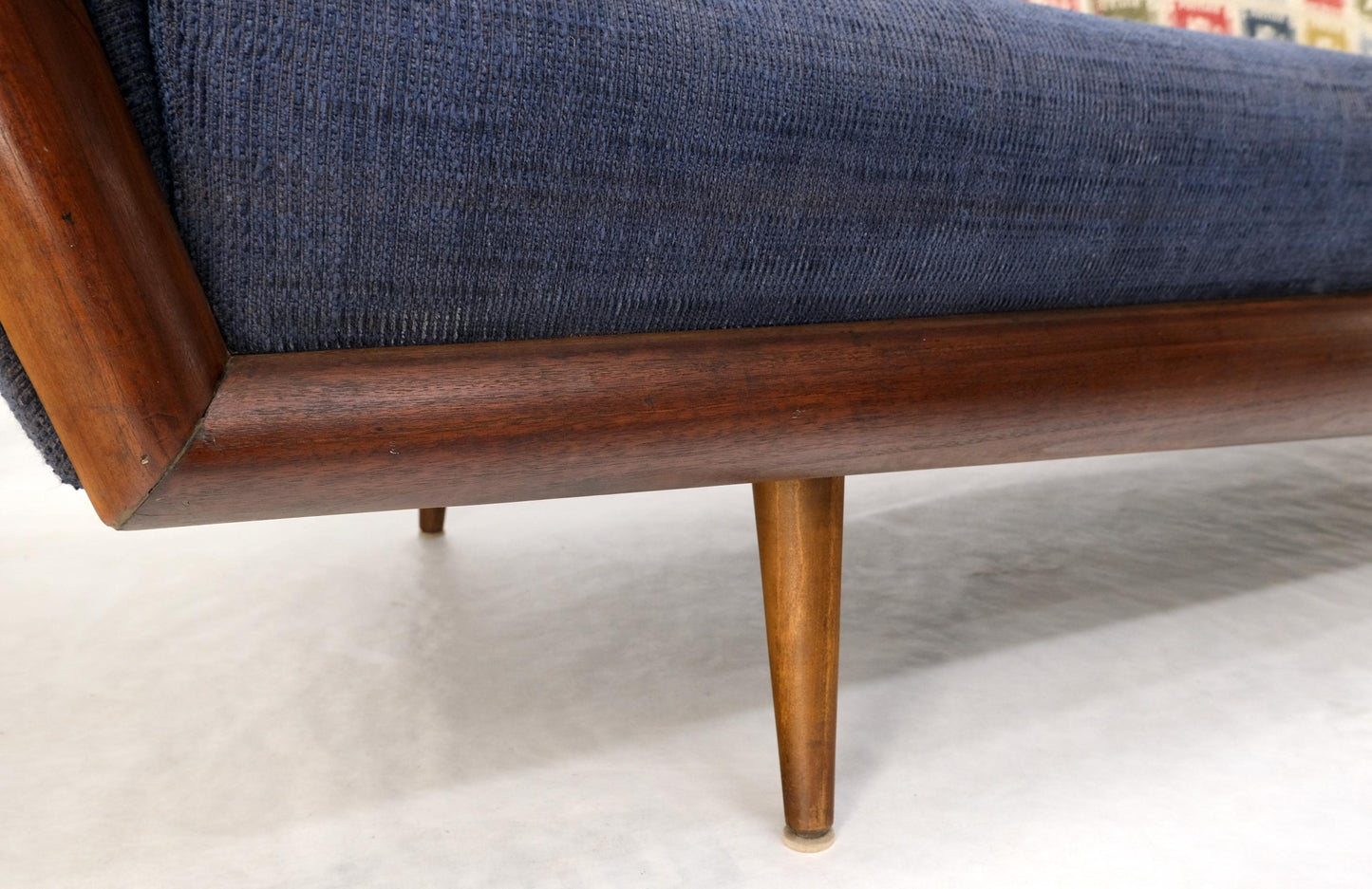 EstablishedLines Adrian Pearsall Mid-Century Walnut Frame Stamps Theme Upholstery Gondola Sofa