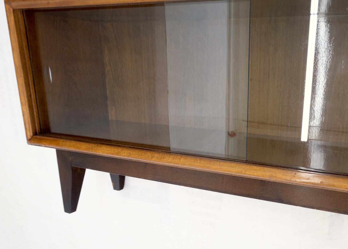 Mid-Century Modern Sliding Glass Doors 4 Bays Stacking or Hanging Bookcase