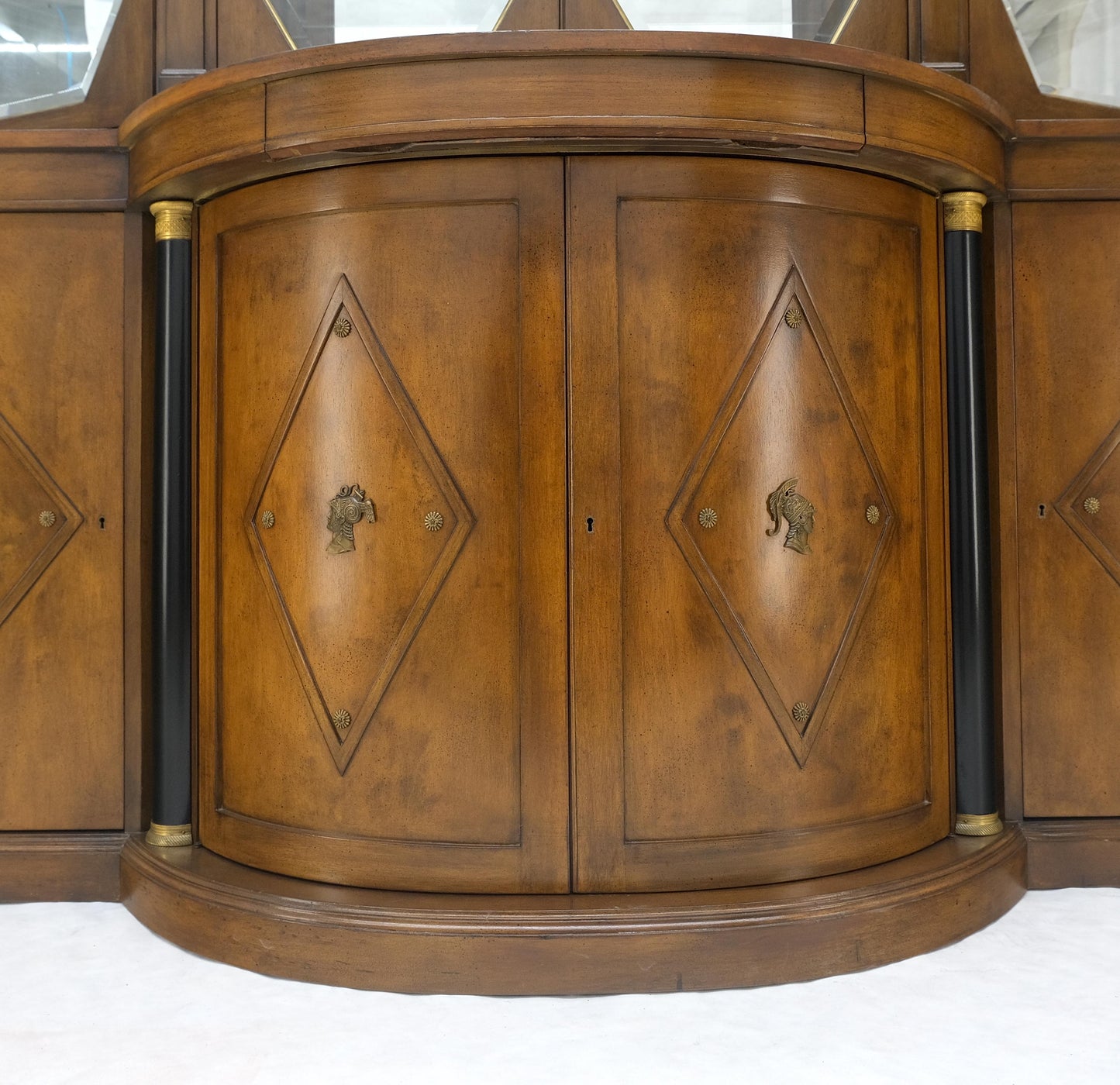 EstablishedLines Grosfeld House Demi Lune Shape Front 2 Part Beveled Glass Doors Breakfront MINT