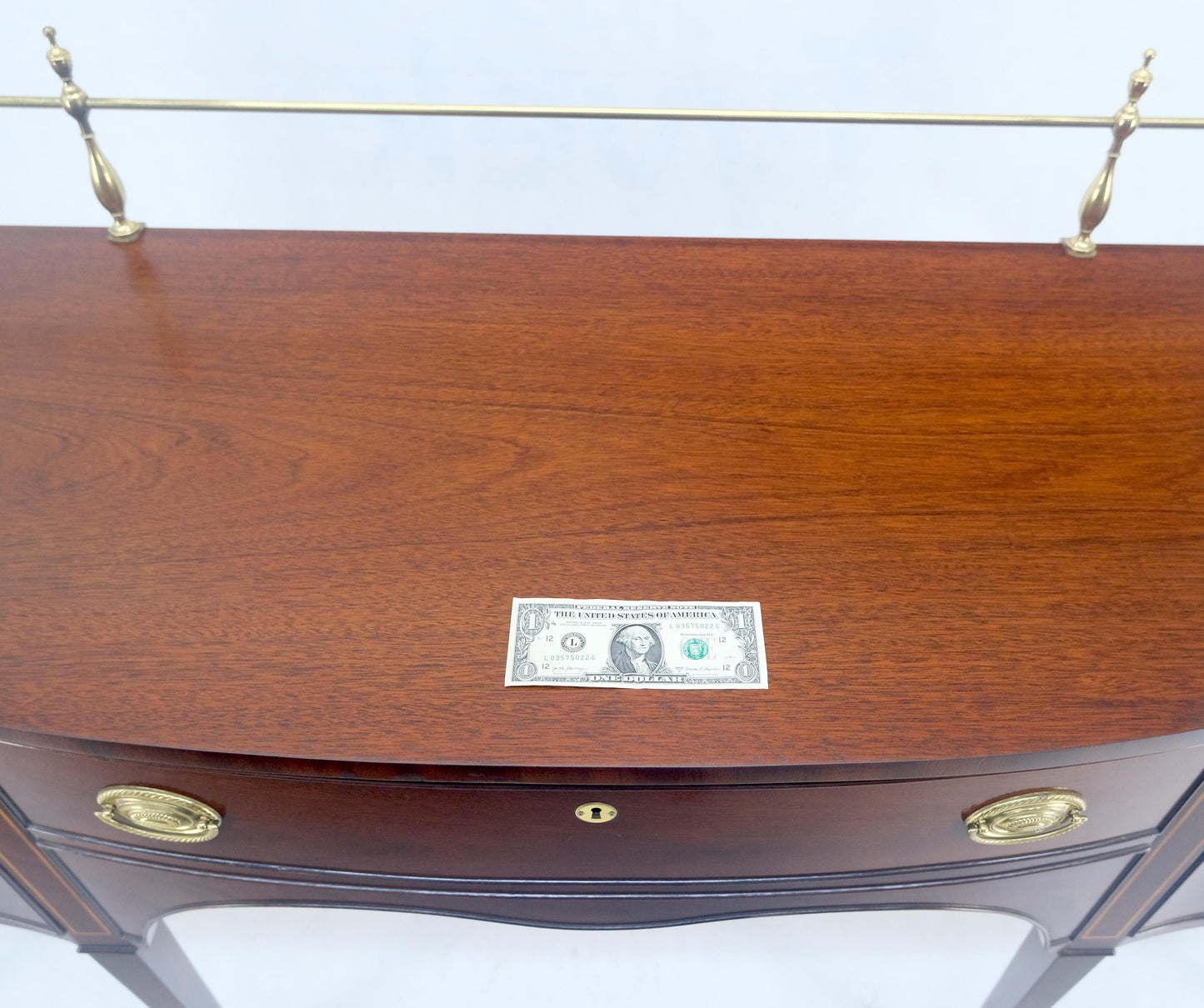 EstablishedLines Kindel Brass Gallery Top 3 Drawers 1 Door Mahogany Federal Style Sideboard MINT