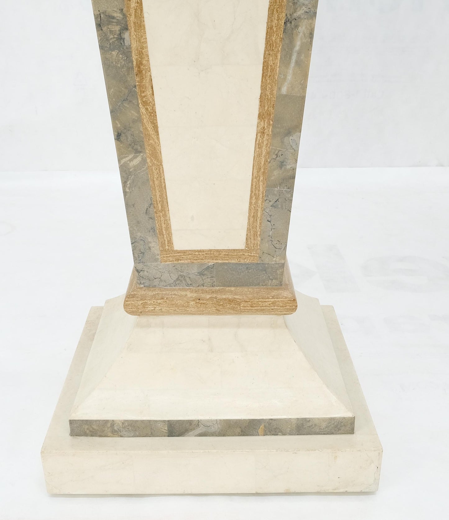 EstablishedLines Pair of Tessellated Marble Tapered Square Obelisk Shape Pedestals Stands MINT!