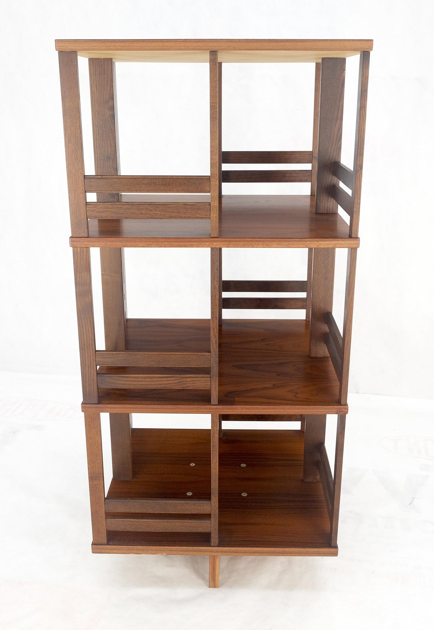 EstablishedLines Danish Mid Century Modern Rosewood Square Revolving Bookcase Shelf MINT!