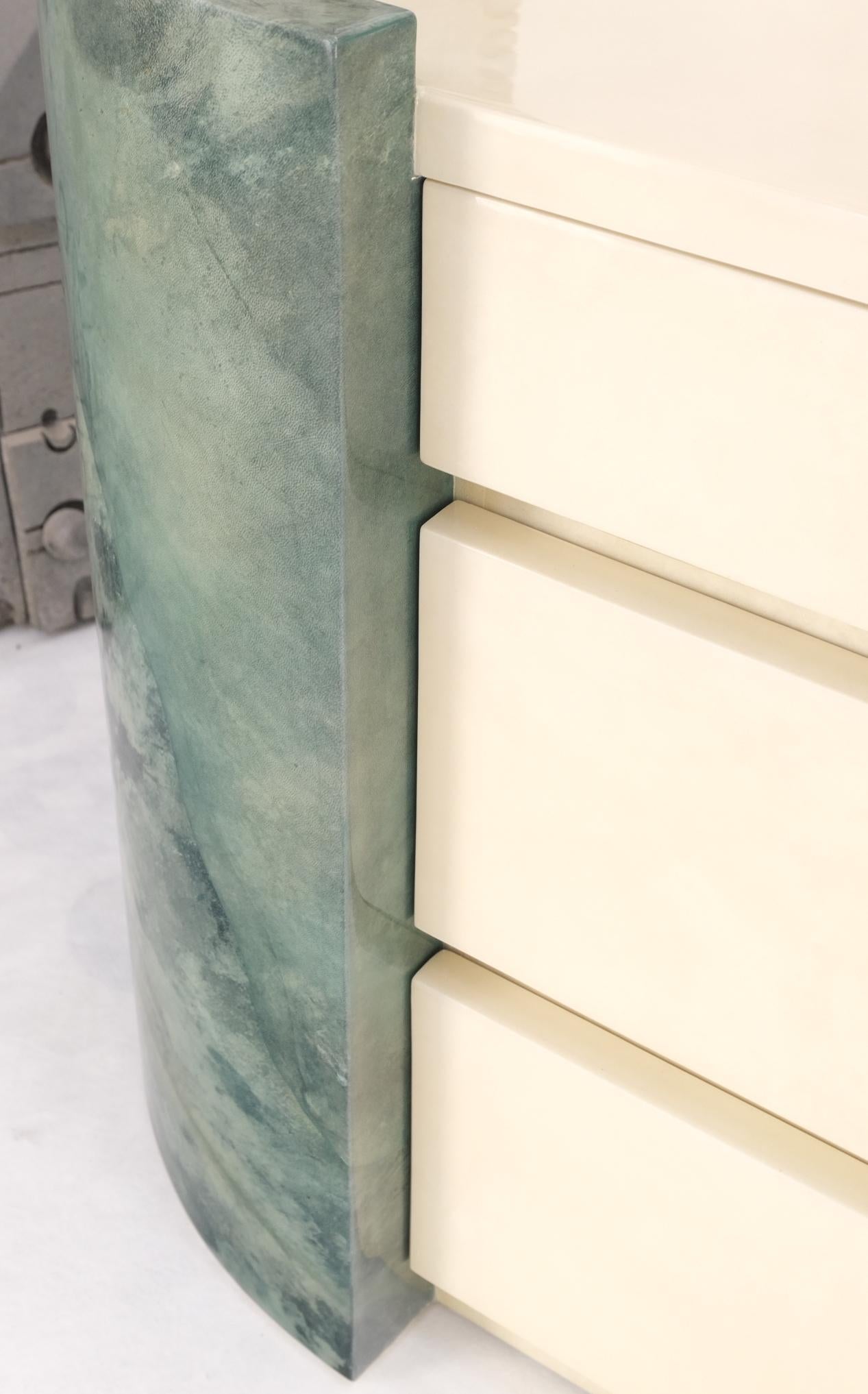 EstablishedLines Two Part Side by Side Racetrack Buffed Lacquered Goatskin Dresser Credenza Mint!