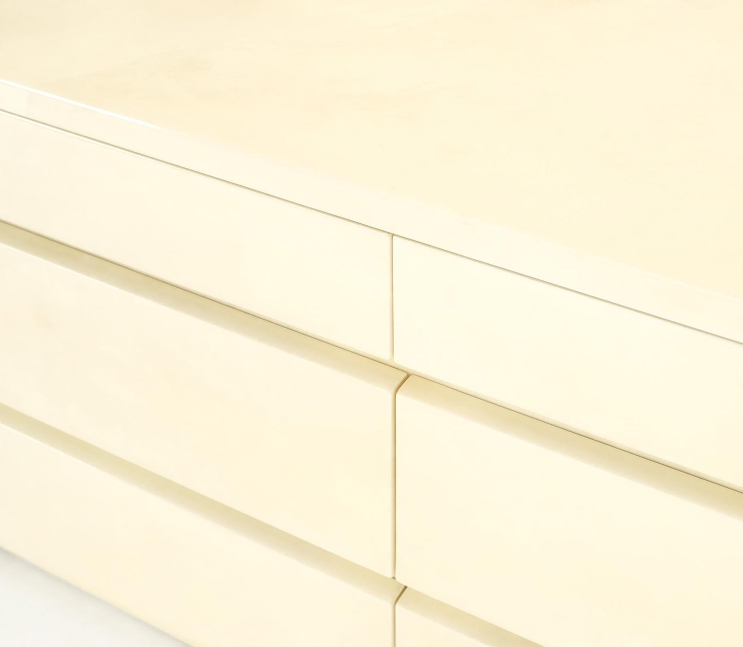 EstablishedLines Two Part Side by Side Racetrack Buffed Lacquered Goatskin Dresser Credenza Mint!