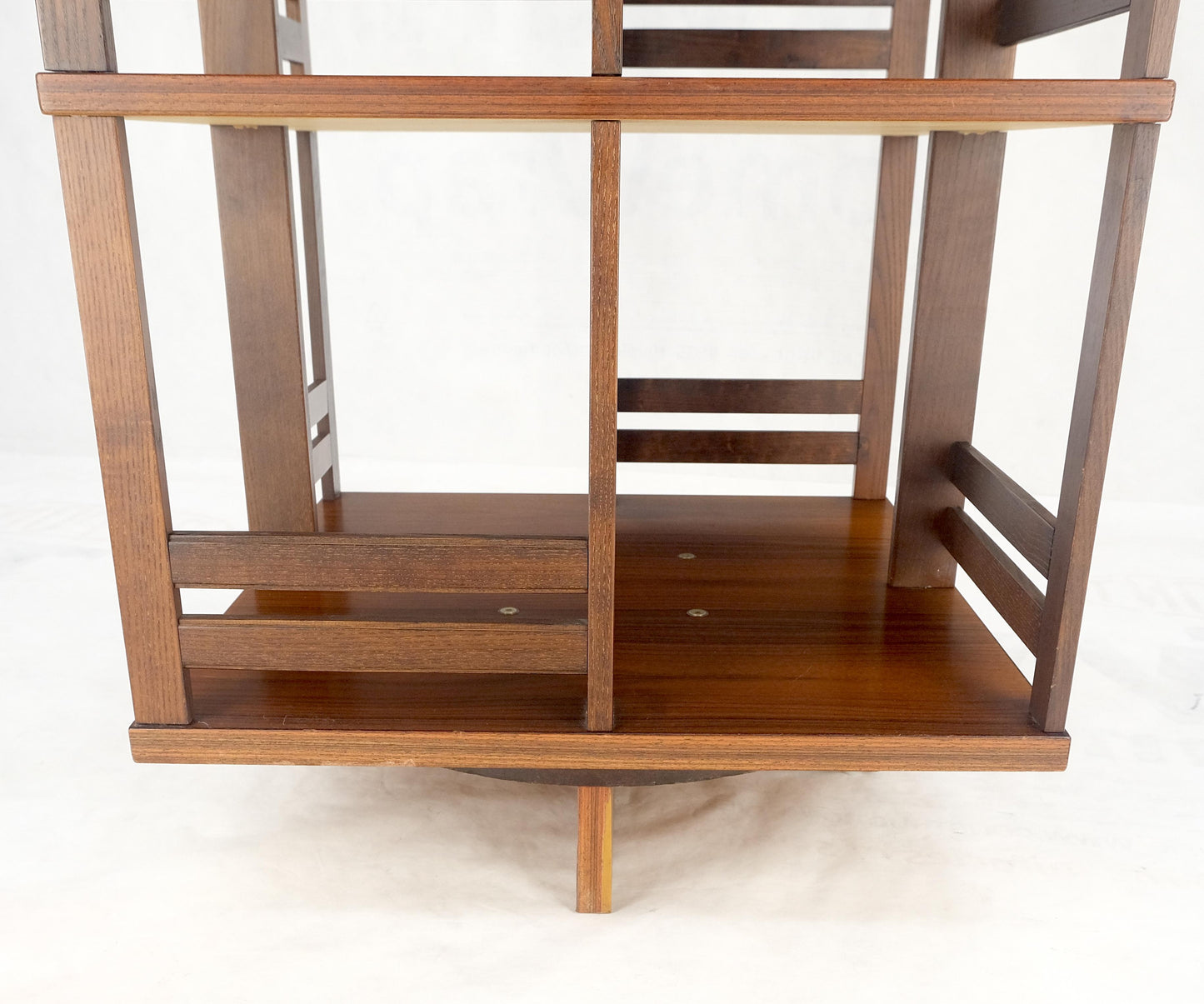 EstablishedLines Danish Mid Century Modern Rosewood Square Revolving Bookcase Shelf MINT!