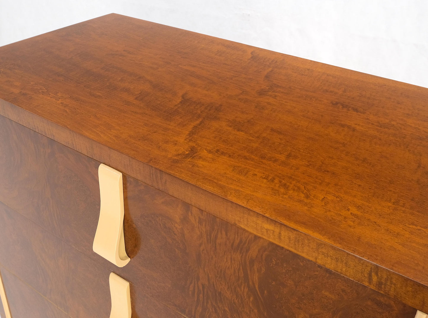 EstablishedLines Restored Art Deco Mid Century Burl Wood 5 Drawers Tall High Chest Dresser MINT!