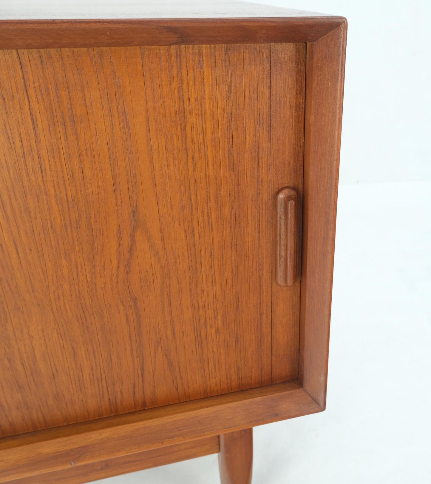 EstablishedLines Danish Mid-Century Modern Teak Side End Table Night Stand Tambour Doors Falster