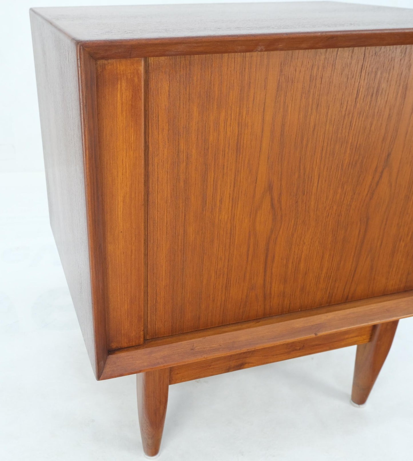 EstablishedLines Danish Mid-Century Modern Teak Side End Table Night Stand Tambour Doors Falster