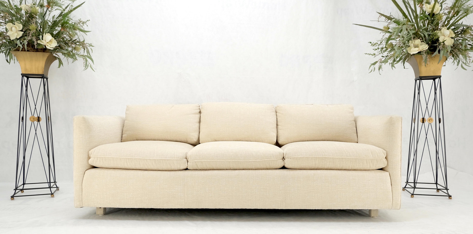 EstablishedLines Custom Design Mid-Century Modern Beige Upholstery Box Shape Sofa Mint!