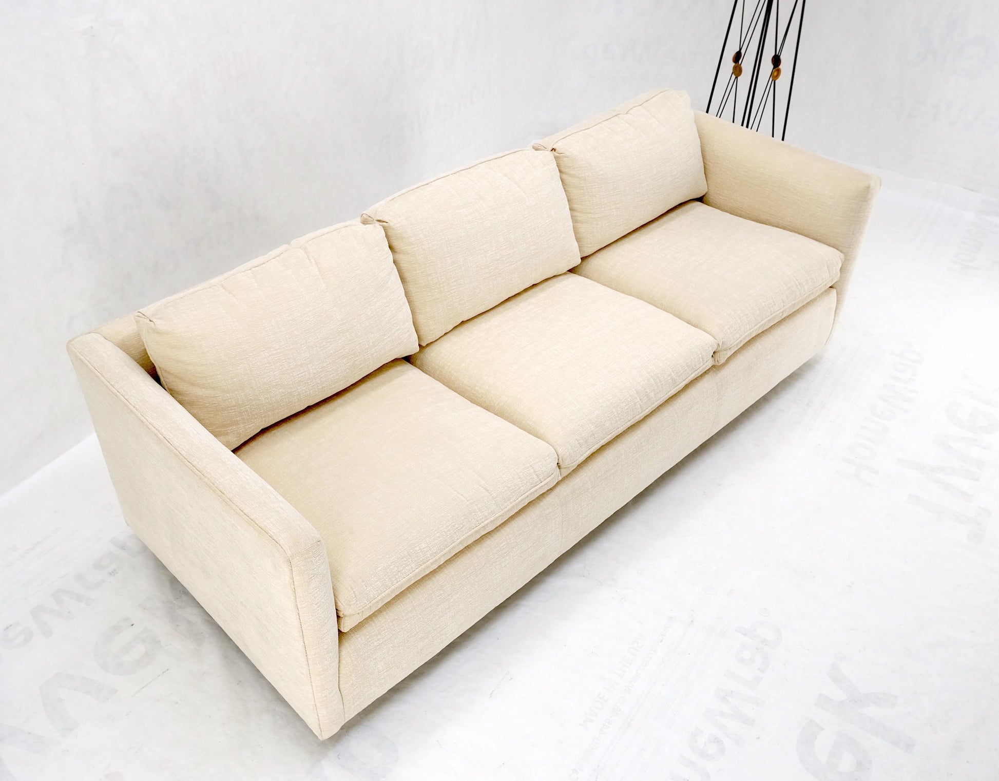 EstablishedLines Custom Design Mid-Century Modern Beige Upholstery Box Shape Sofa Mint!