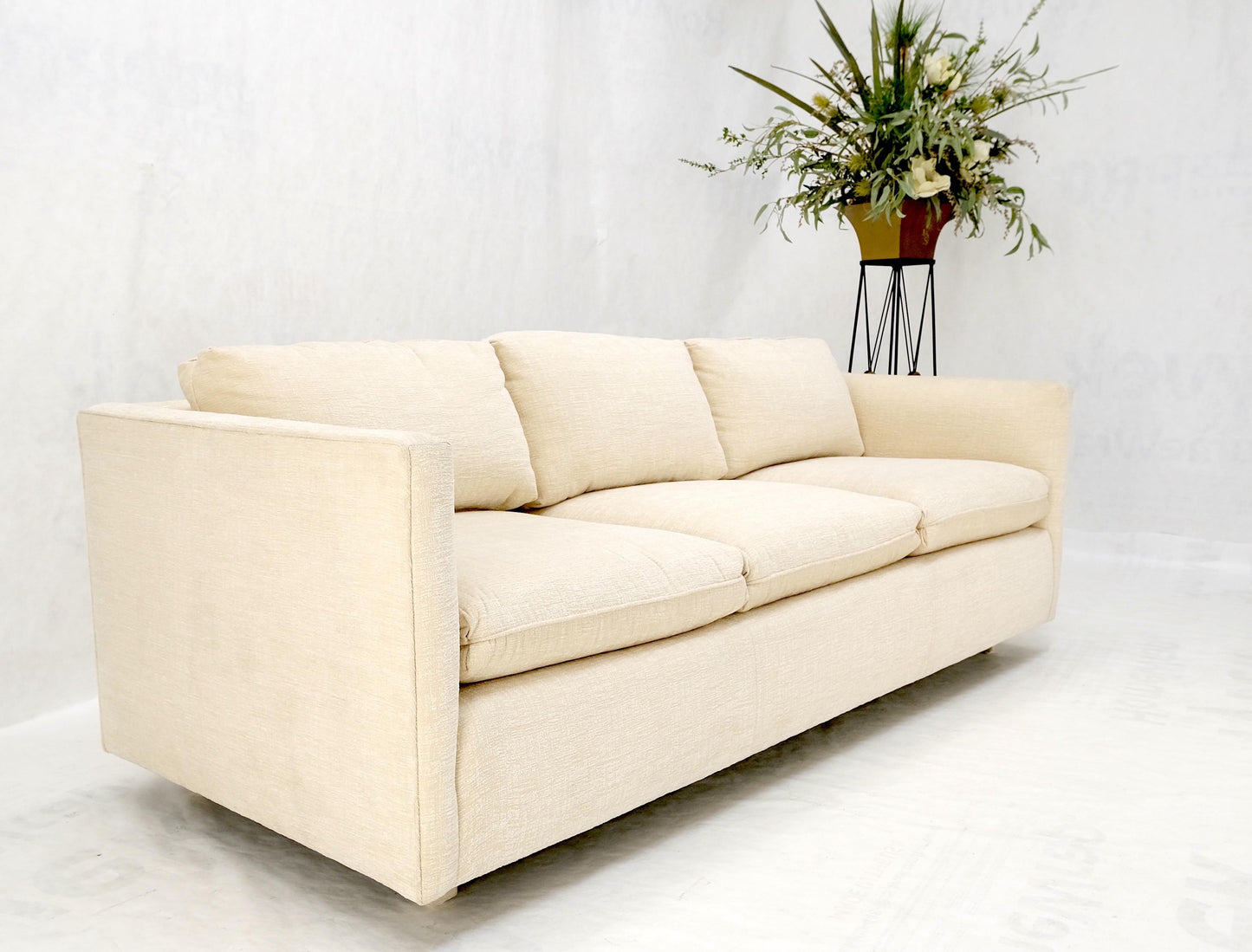 EstablishedLines Custom Design Mid-Century Modern Beige Upholstery Box Shape Sofa Mint!