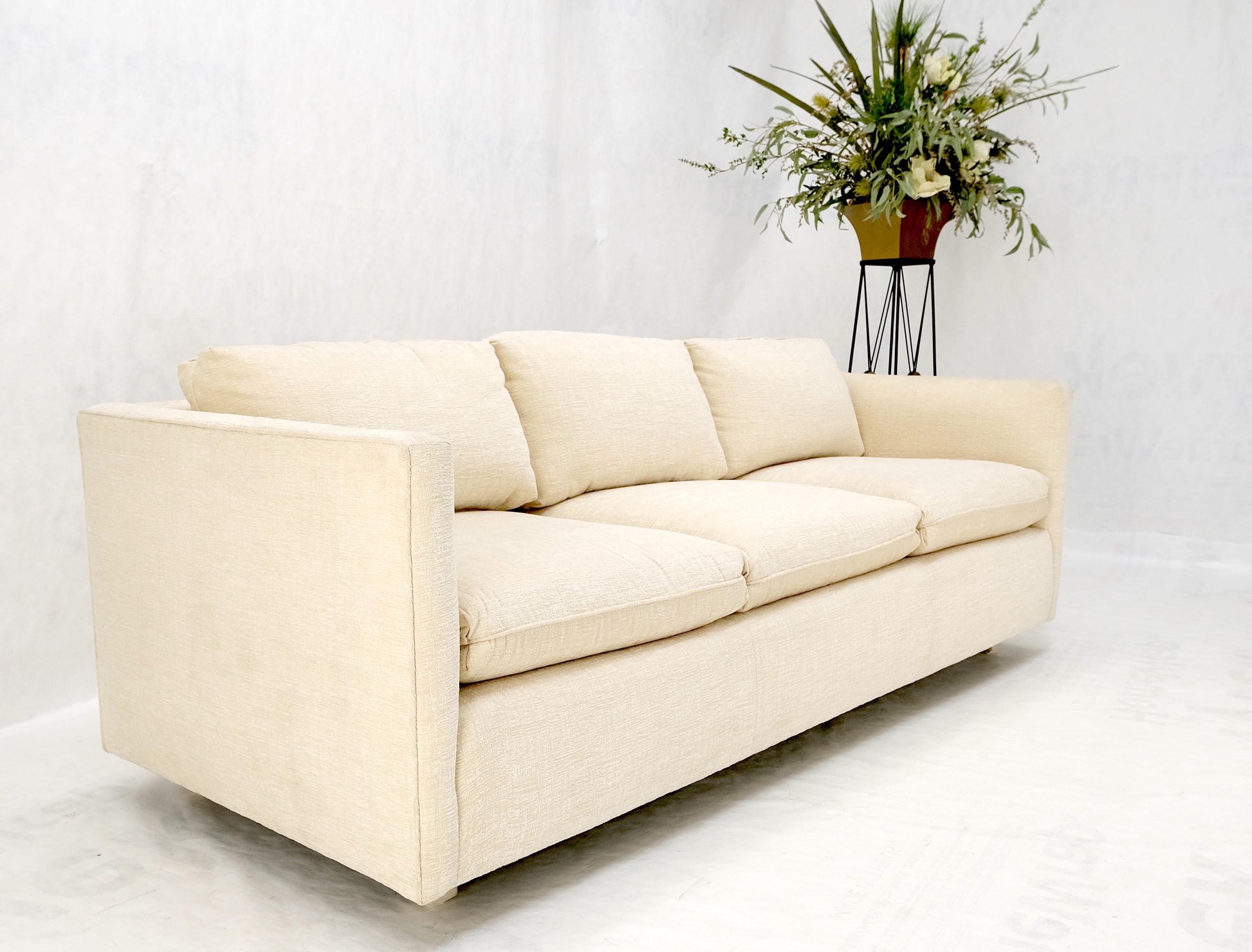 EstablishedLines Custom Design Mid-Century Modern Beige Upholstery Box Shape Sofa Mint!