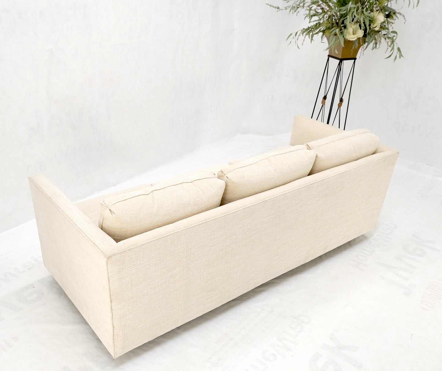 EstablishedLines Custom Design Mid-Century Modern Beige Upholstery Box Shape Sofa Mint!
