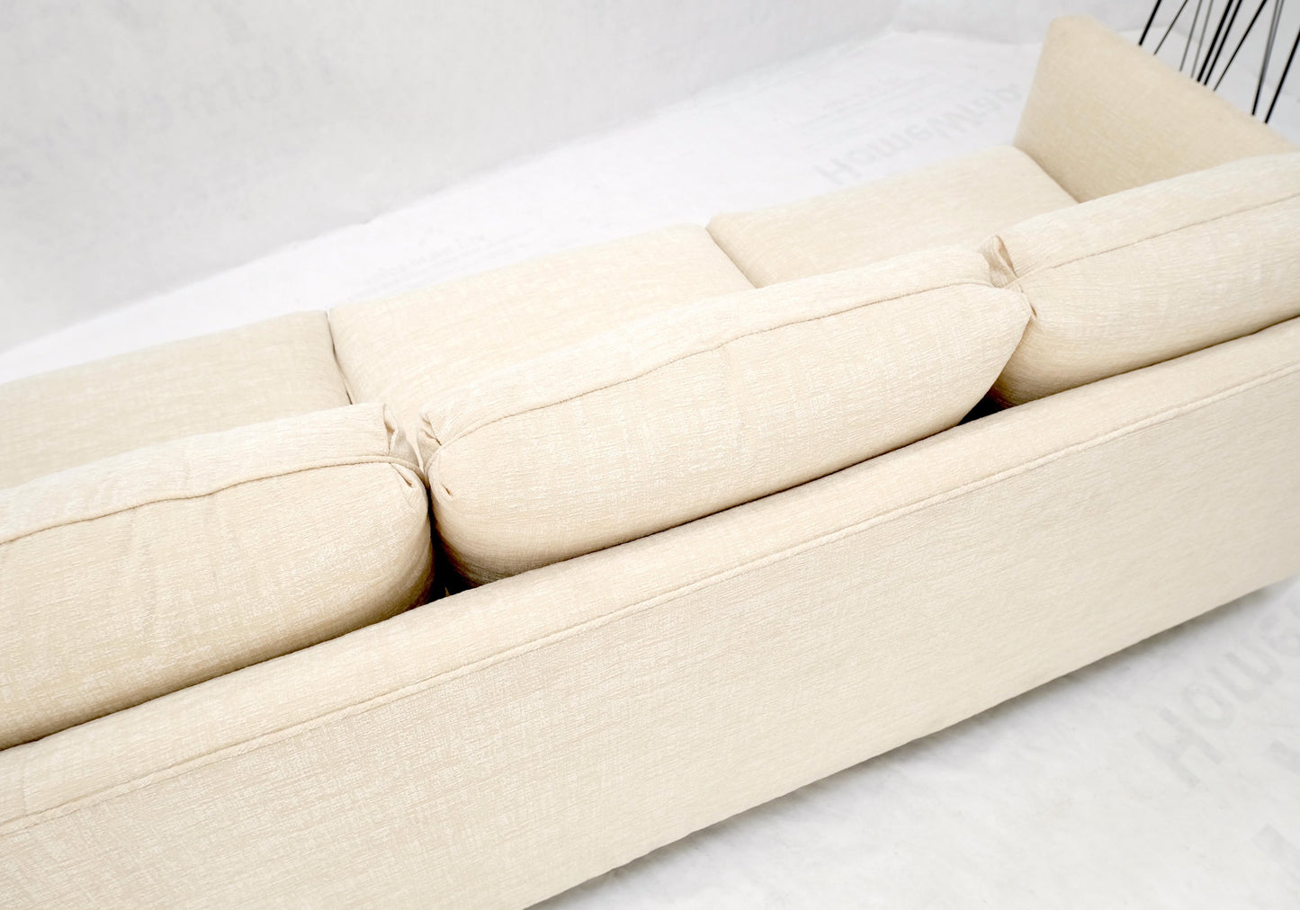 EstablishedLines Custom Design Mid-Century Modern Beige Upholstery Box Shape Sofa Mint!
